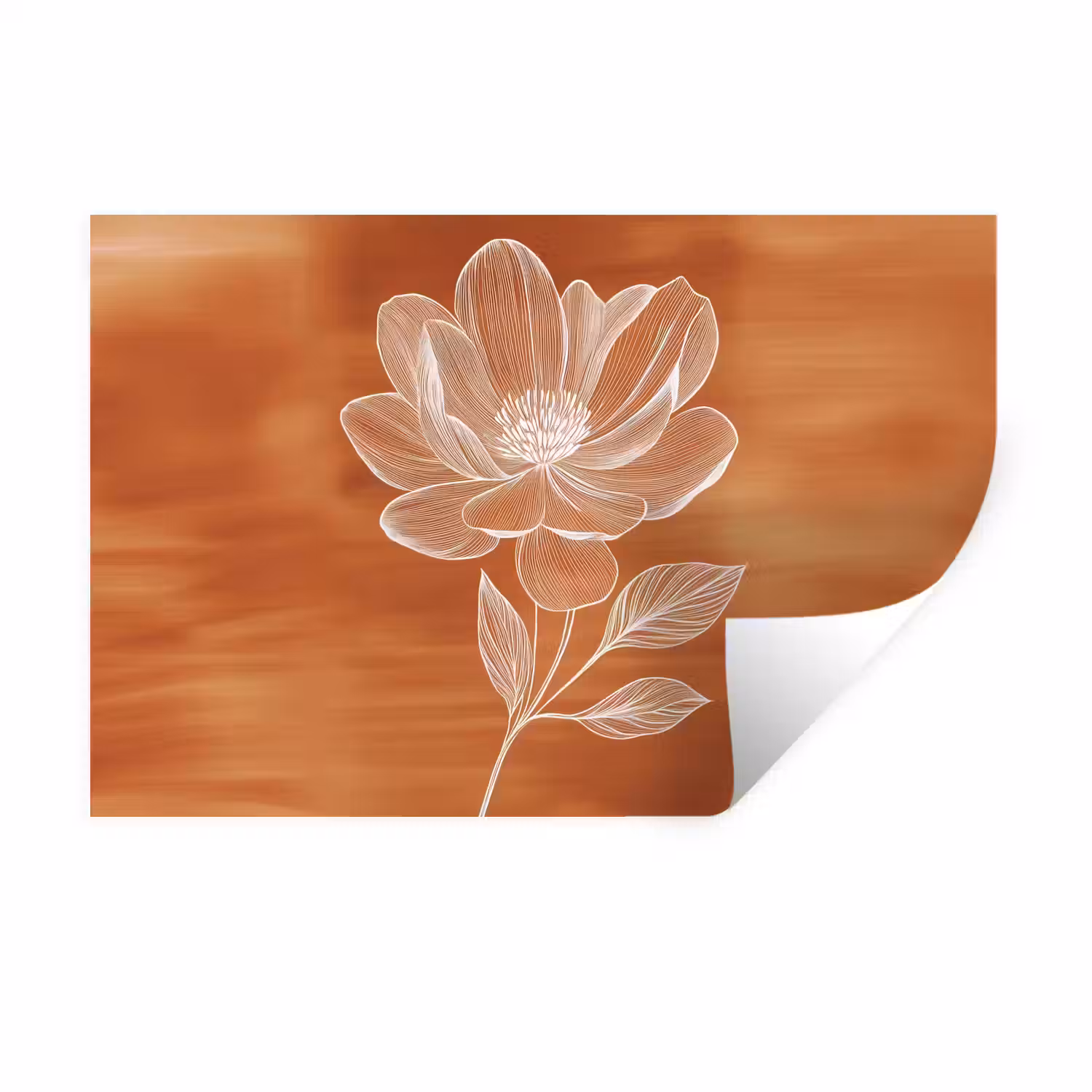 Bloem - Minimalistisch - Wit Muursticker klein -3d