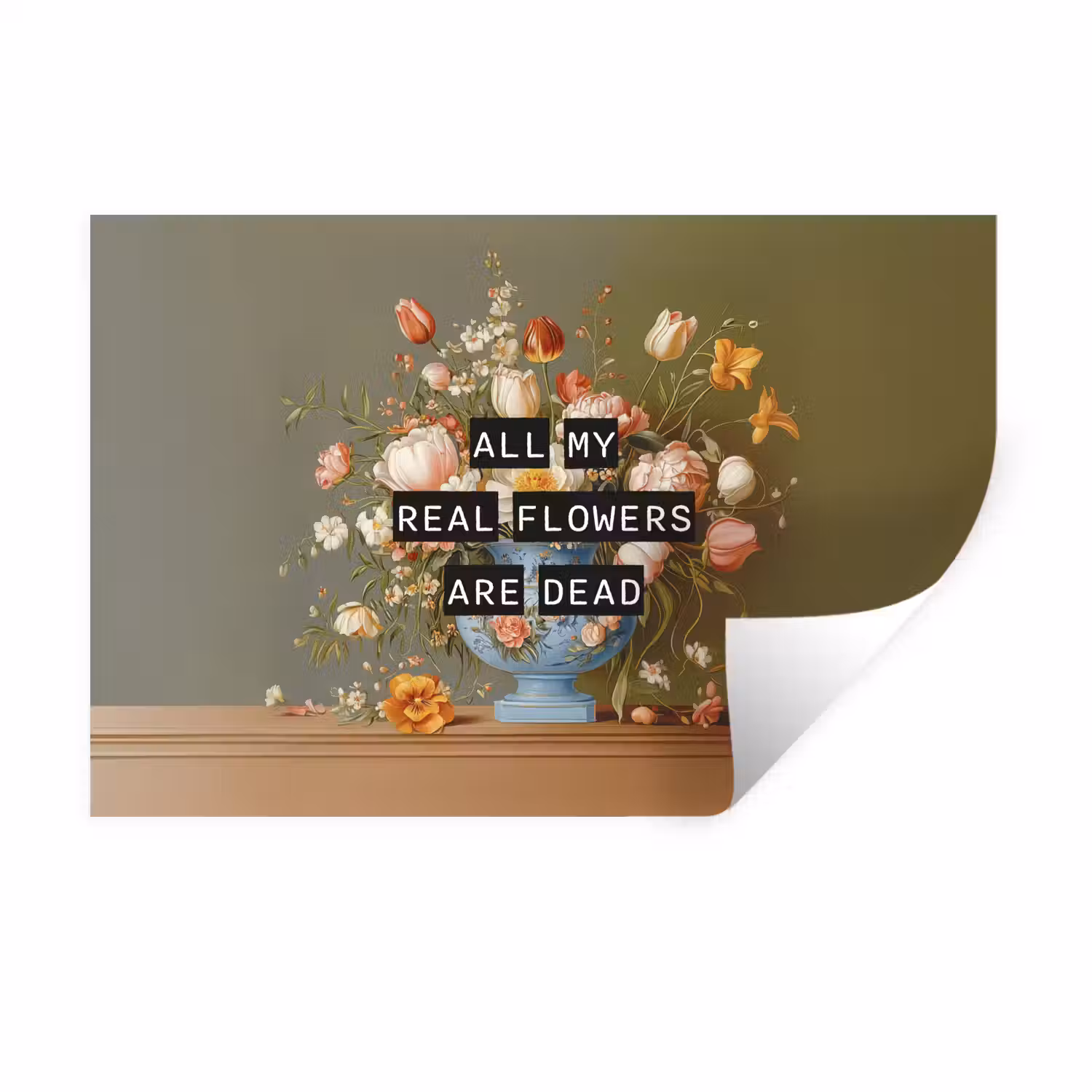 Bloem - Quote - Vintage - Art Muursticker klein -3d