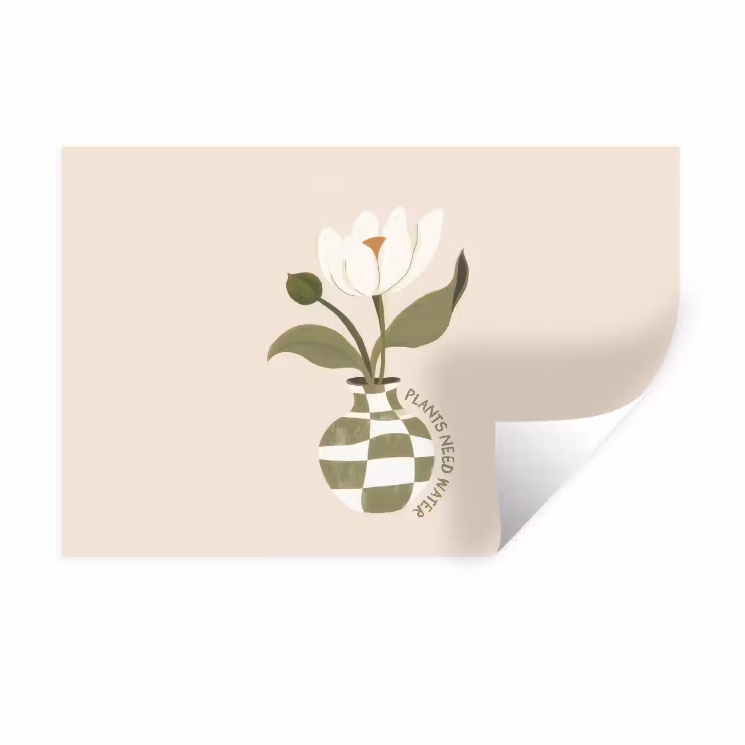 Bloem - Wit - Vaas - Quote Muursticker klein -3d