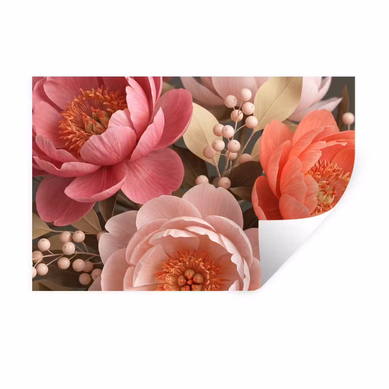 Bloemen - Bloesem - Zacht - Koraal - Decoratie Muursticker klein -3d