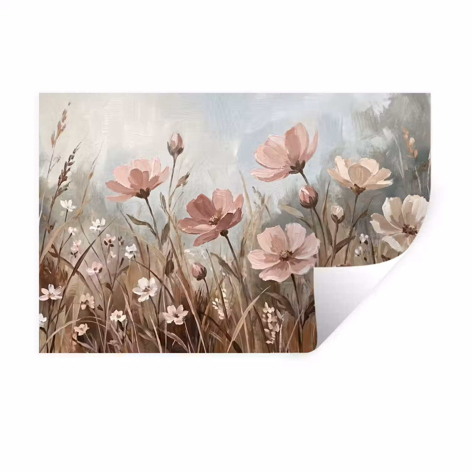 Bloemen - Botanisch - Schilderij - Pastel - Rustiek Muursticker klein -3d