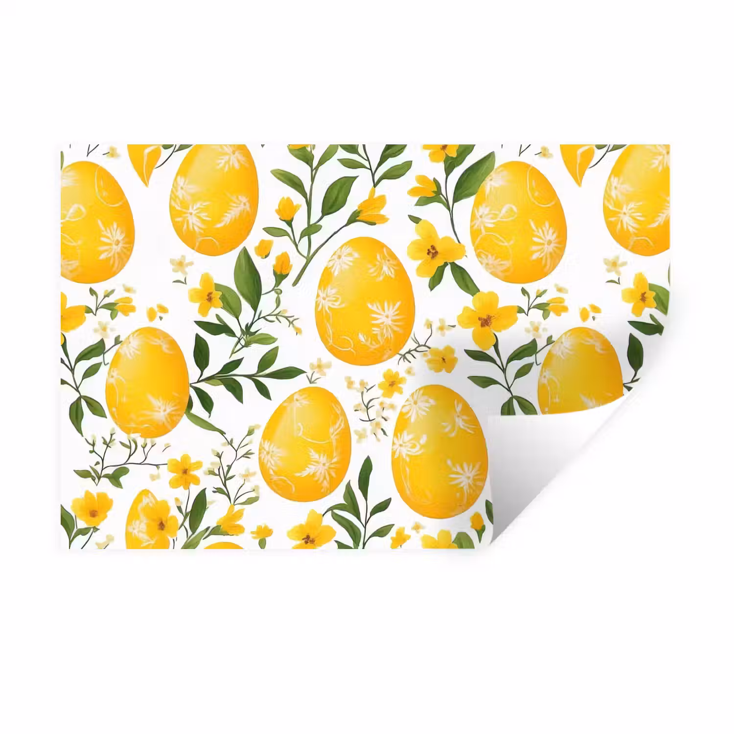 Bloemen - Paaseieren - Geel Muursticker klein -3d
