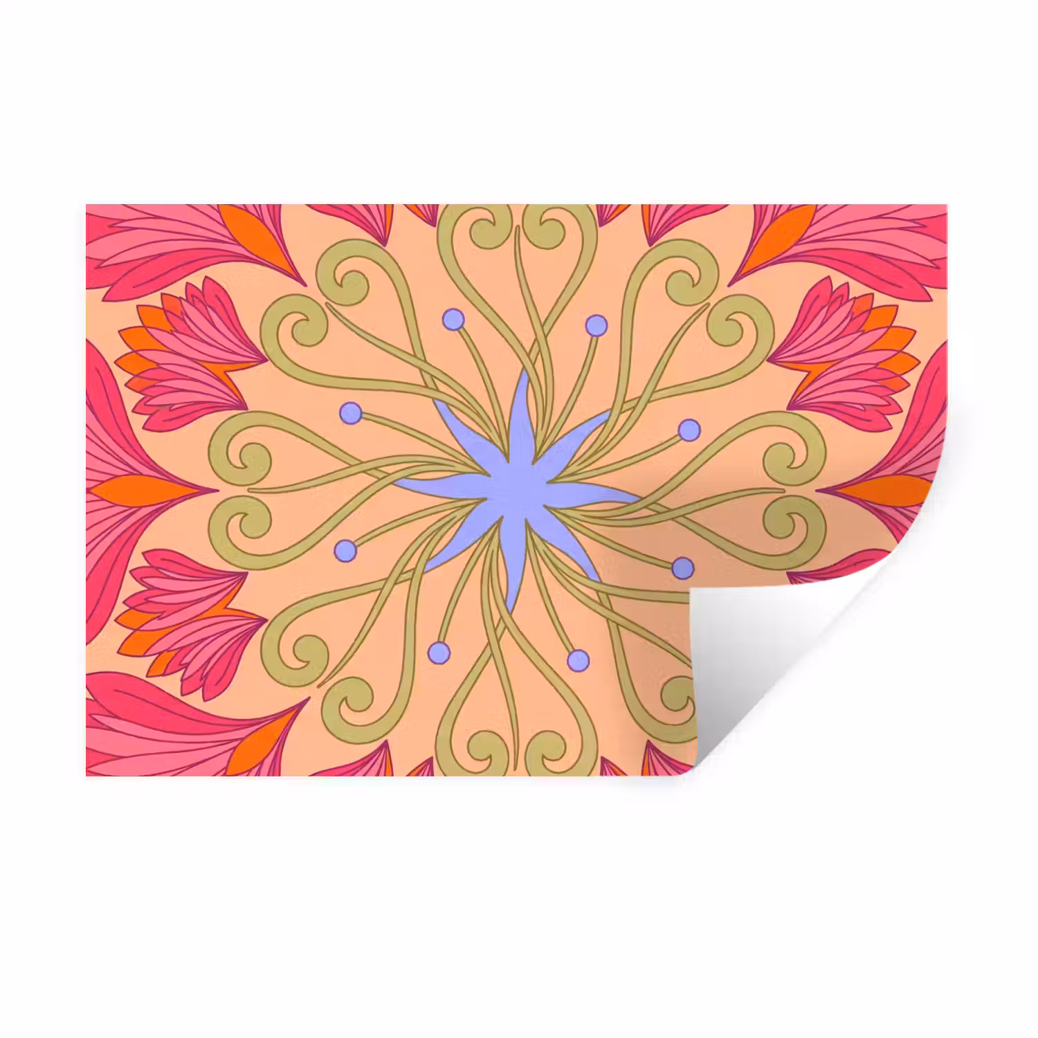 Bloemen - Patroon - Abstract - Roze - Decoratief Muursticker klein -3d