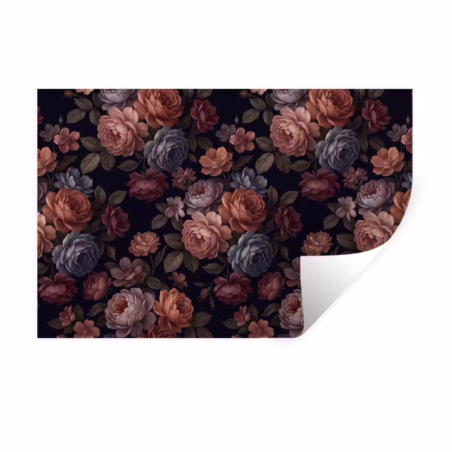 Bloemen - Patroon - Vintage - Donker - Roze Muursticker klein -3d