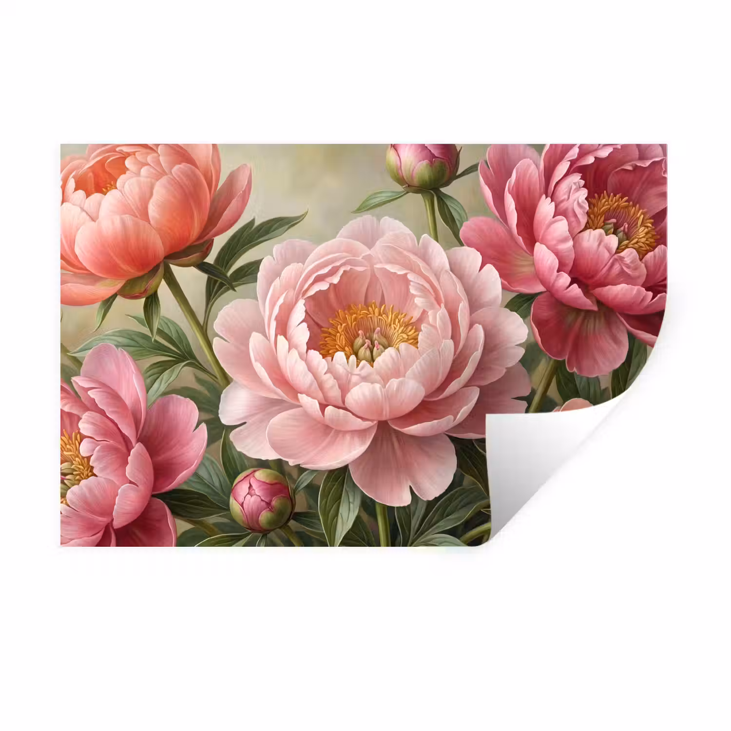 Bloemen - Roze - Klassiek - Gedetailleerd - Natuur Muursticker klein -3d