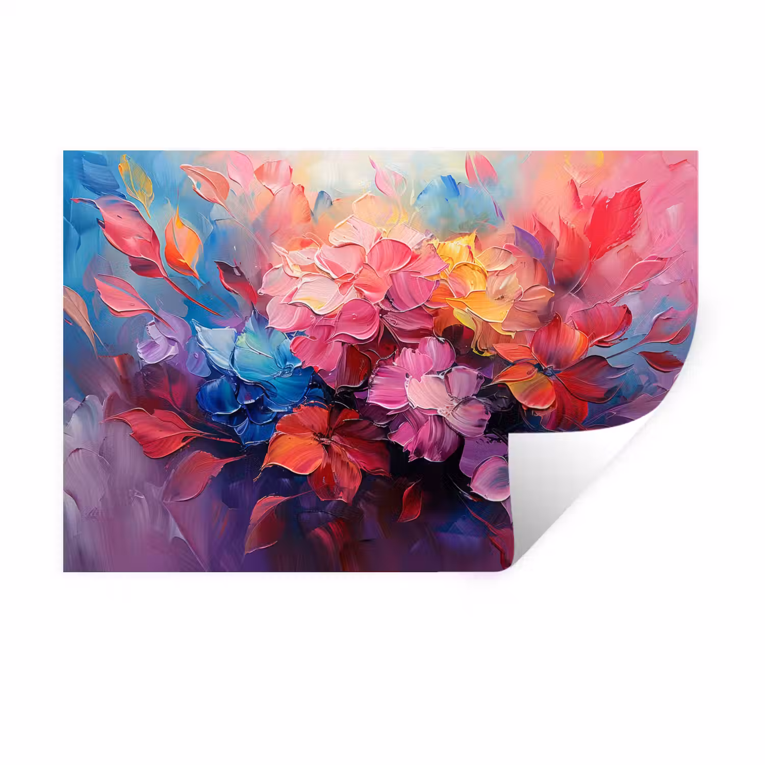 Bloemen - Roze - Watercolor - Kunst Muursticker klein -3d