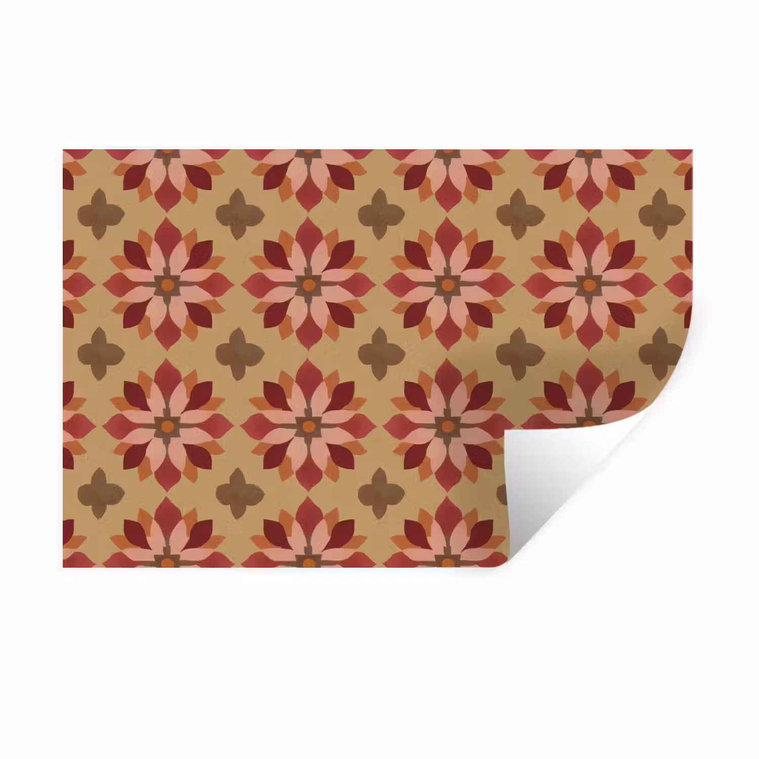 Bloemen - Retro - Groen Muursticker klein 286 -3d