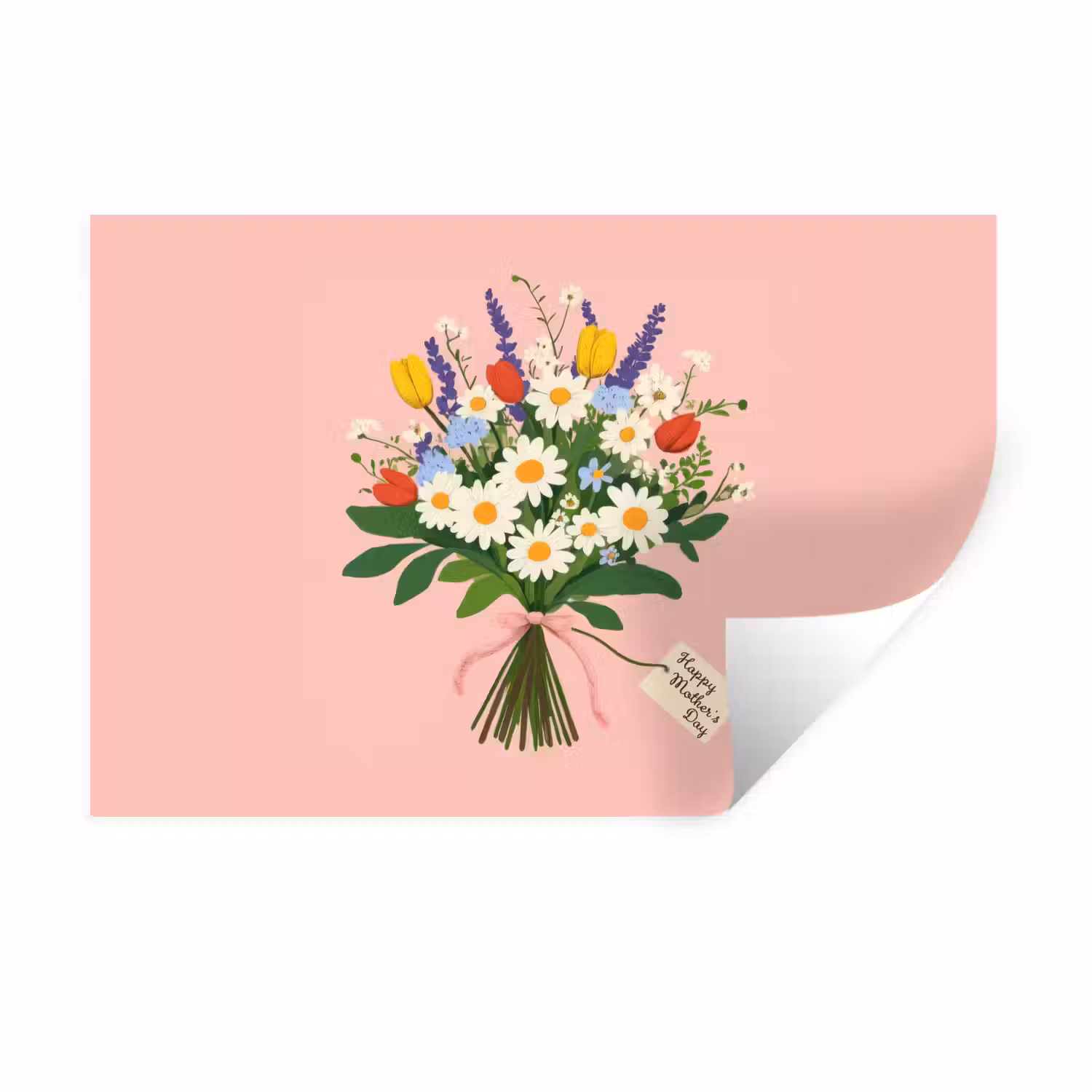 Bloemen - Lint - Kaartje Muursticker klein -3d