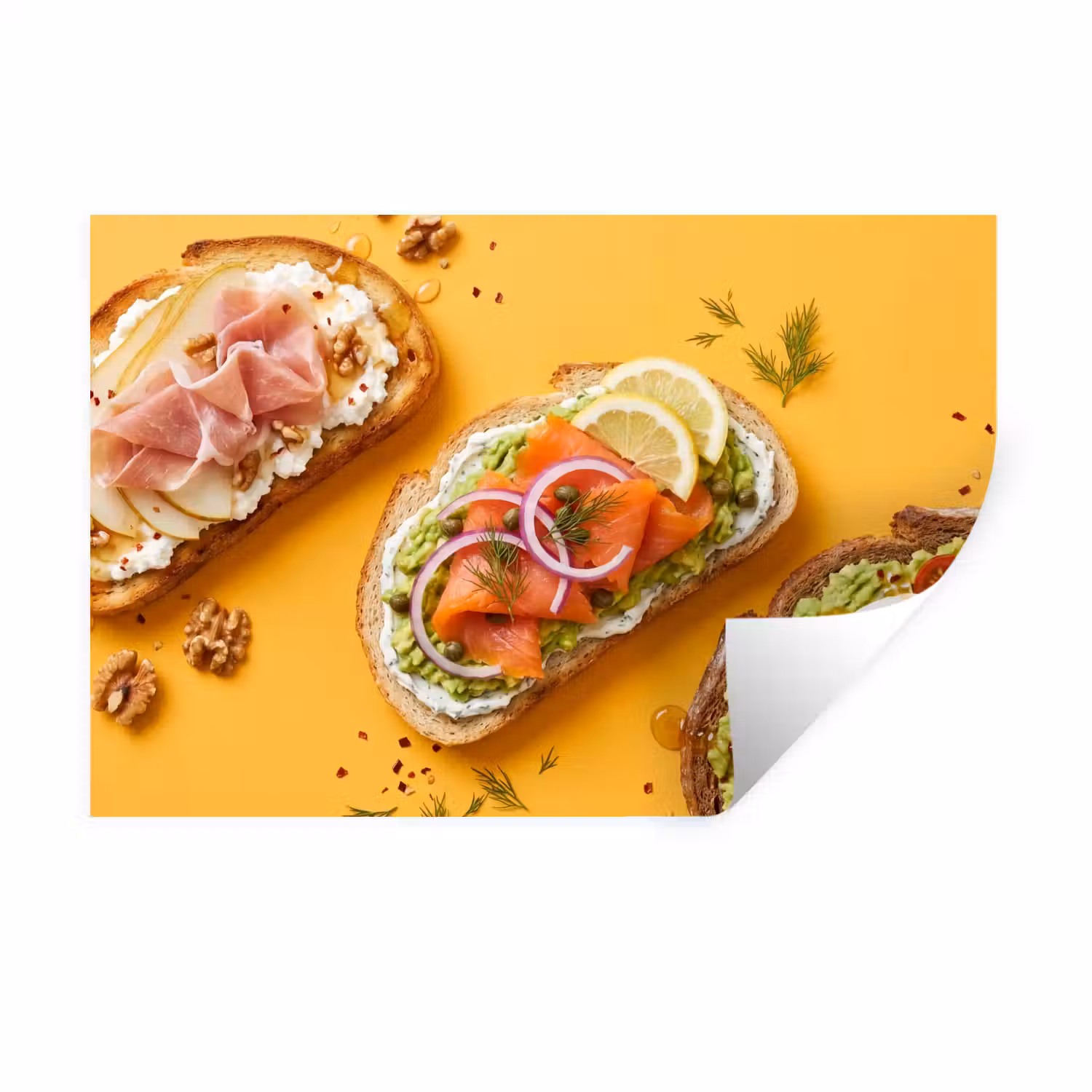 Eten - Brood - Ontbijt - Modern - Kleurrijk Muursticker klein -3d