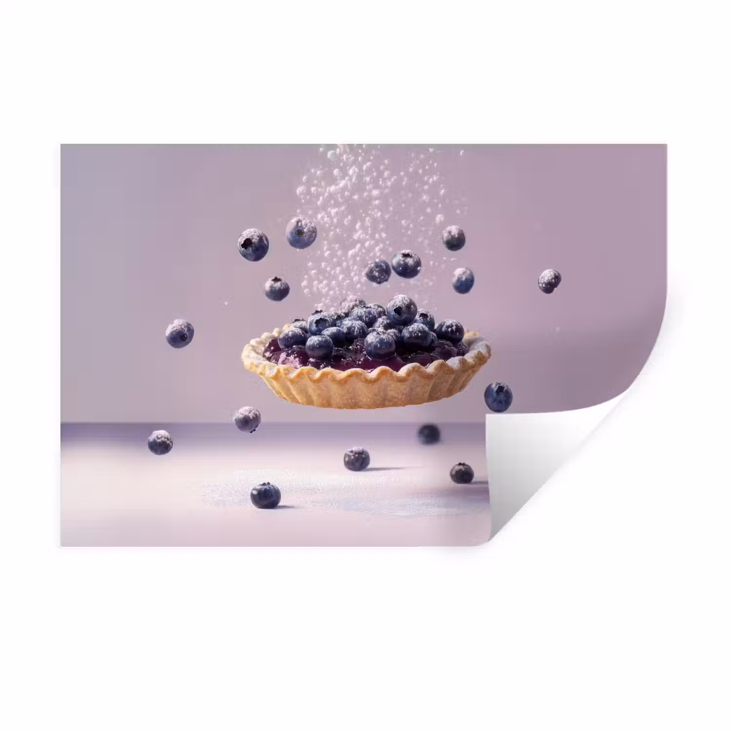 Eten - Taart - Bessen - Blauw Muursticker klein -3d