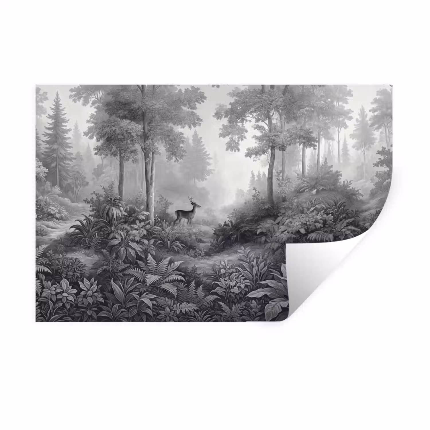 Bos - Hert - Zwart - Wit Muursticker klein -3d