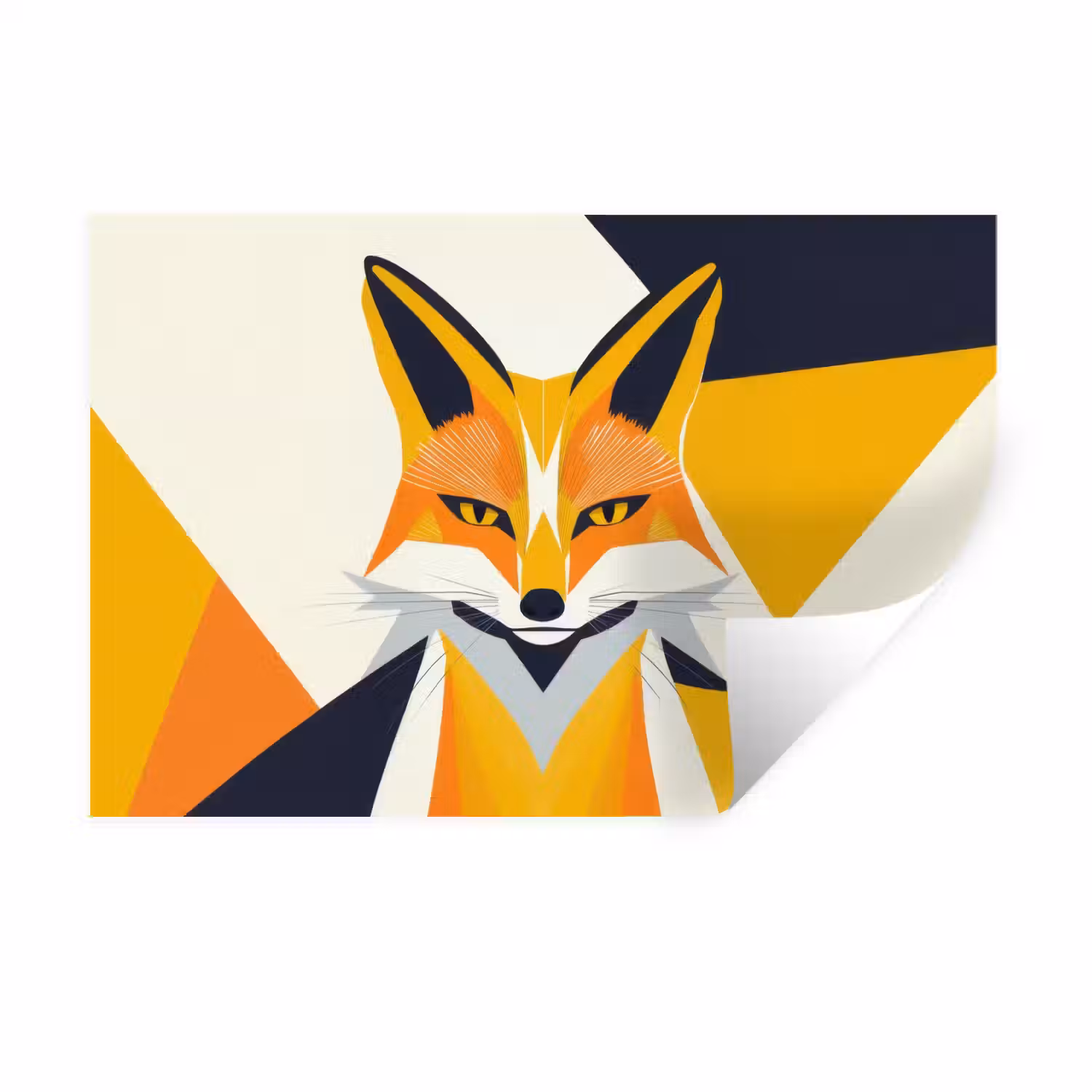 Vos - Oranje - Abstract - Driehoeken Muursticker klein -3d