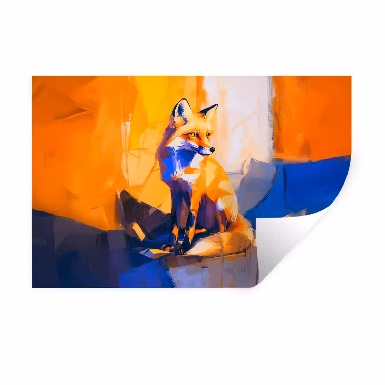 Vos - Oranje - Vormen - Abstract Muursticker klein -3d
