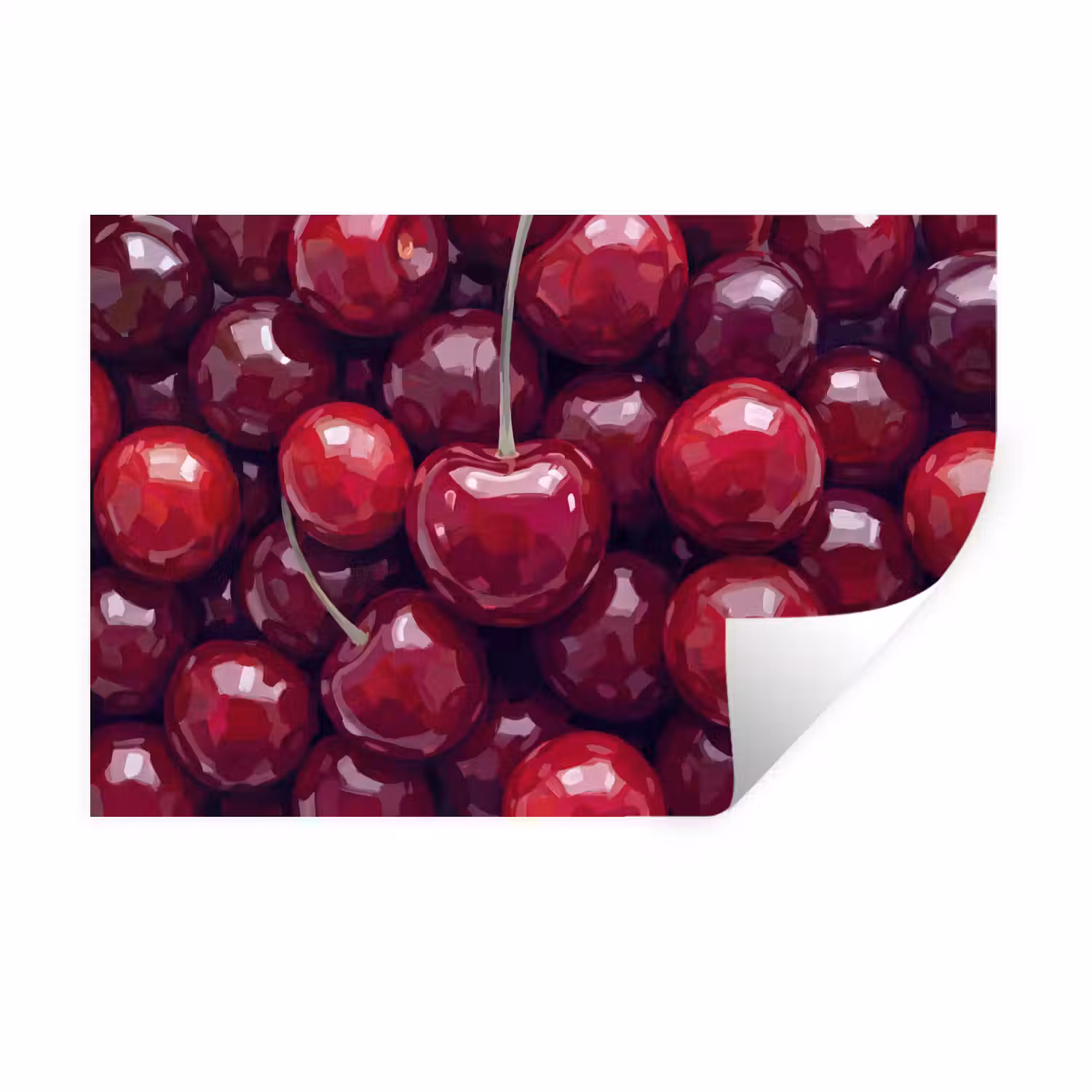 Fruit - Kersen - Eten - Modern - Rood Muursticker klein -3d