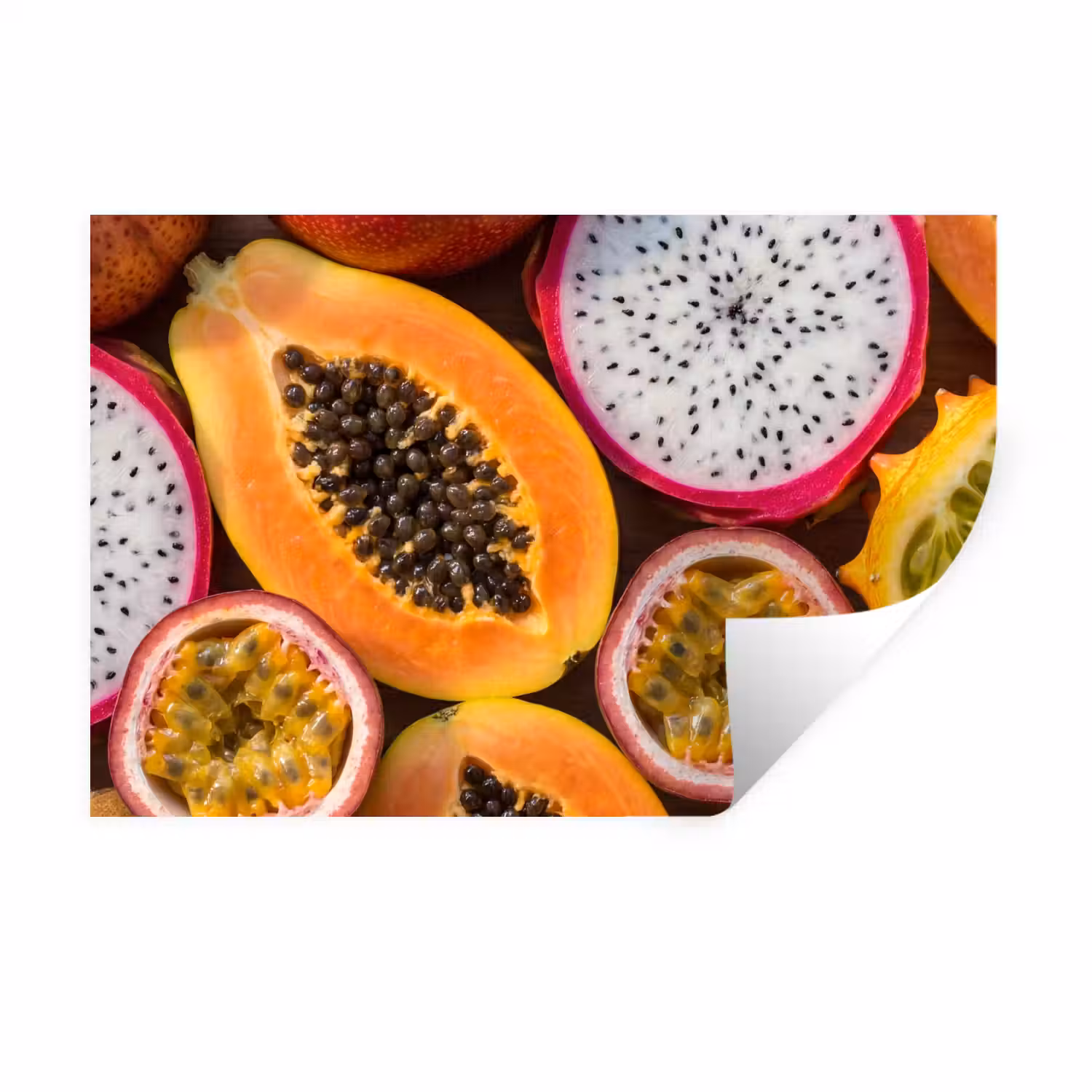 Fruit - Geopend - Tropisch - Eten - Kleurrijk Muursticker klein -3d