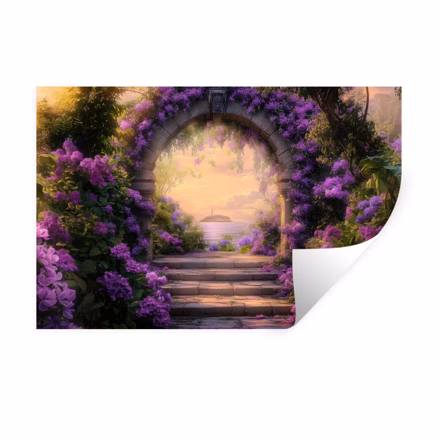 Poort - Paars - Bloemen Muursticker klein -3d