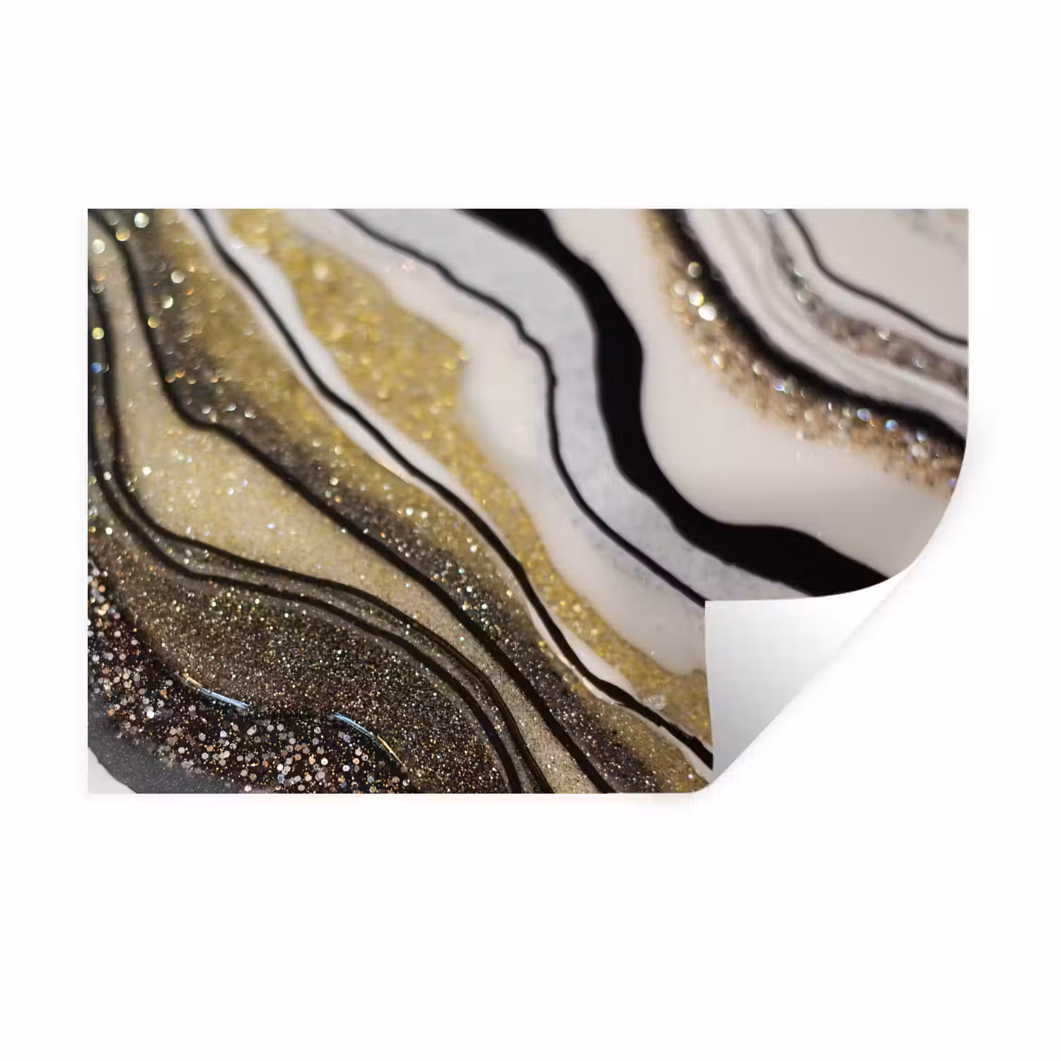 De binnenkant van een agaten met een gouden kleur uit de natuur Muursticker klein -3d