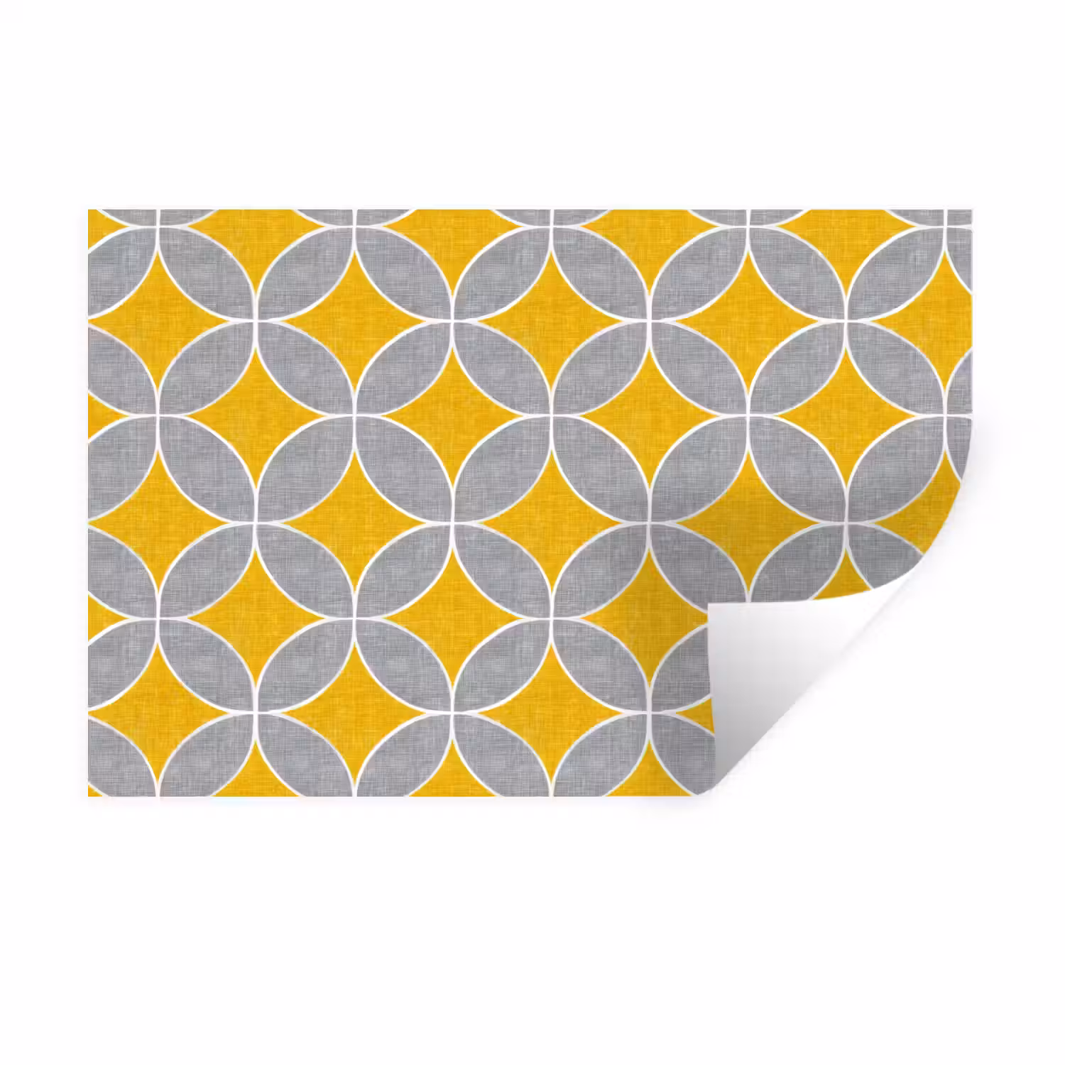 Geometrisch - Cirkels - Textuur - Grijs - Geel Muursticker klein 286 -3d