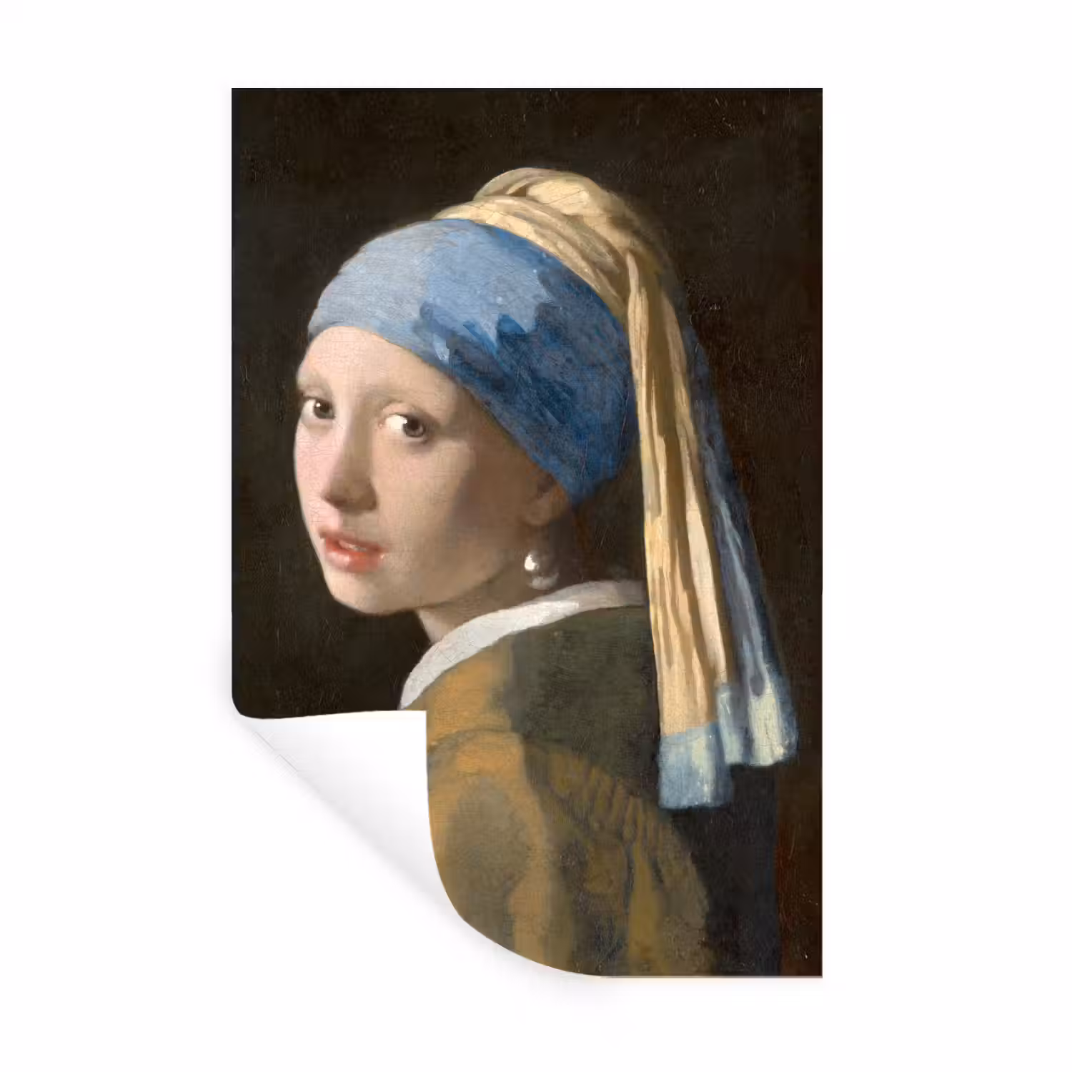 Meisje met de Parel - Schilderij van Johannes Vermeer Muursticker klein -3d