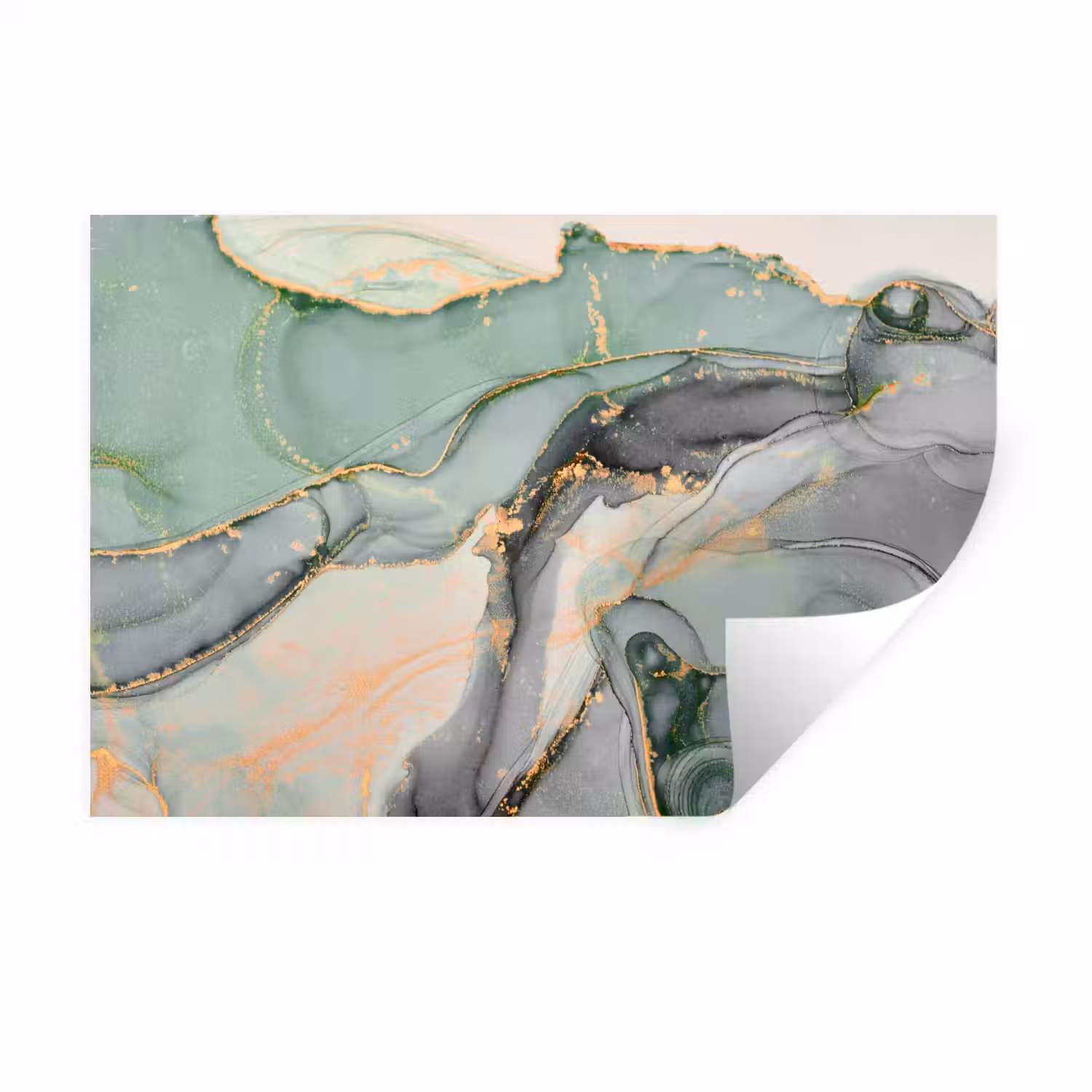 Goud - Marmer - Groen - luxe - Glitter - Marmerlook Muursticker klein -3d