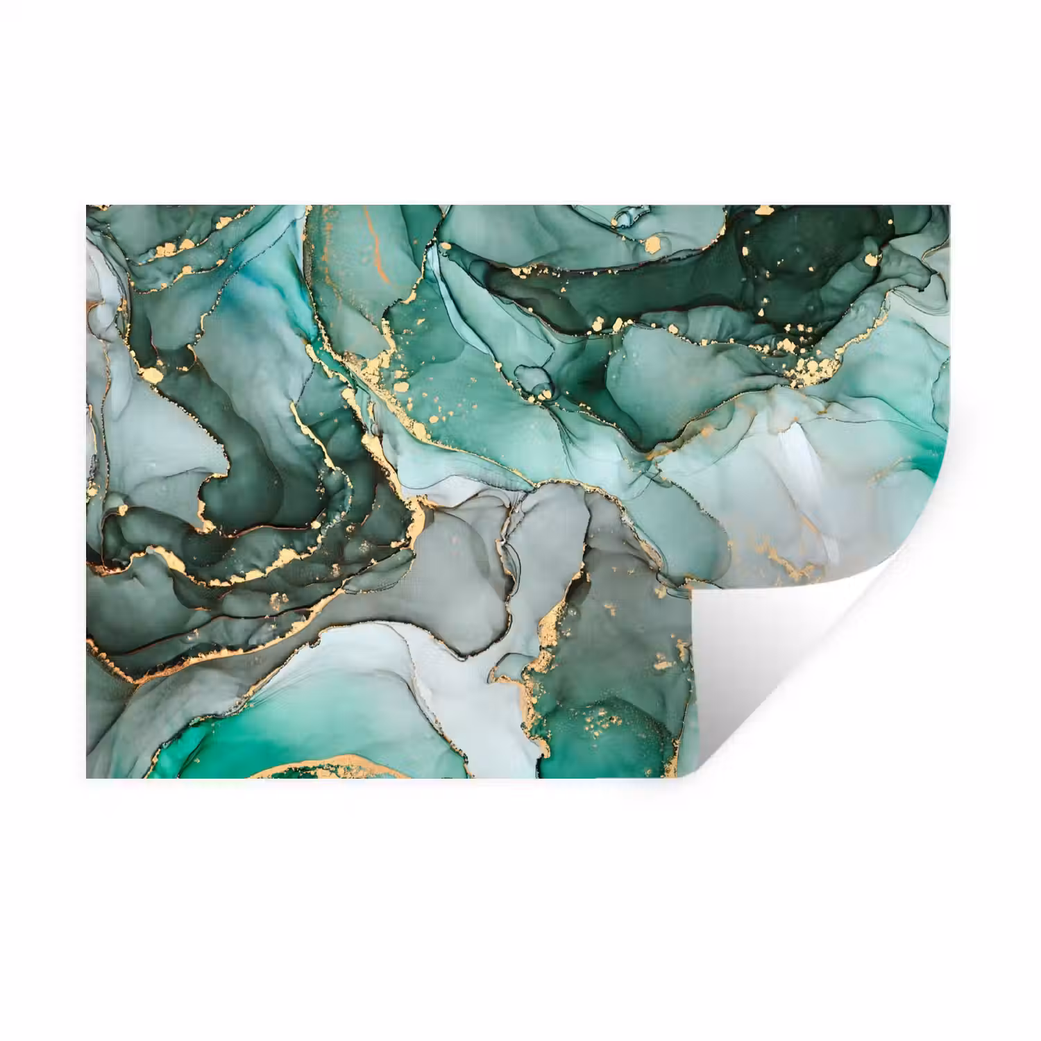 Goud - Marmer - Groen - Luxe - Marmerlook - Grijs Muursticker klein -3d