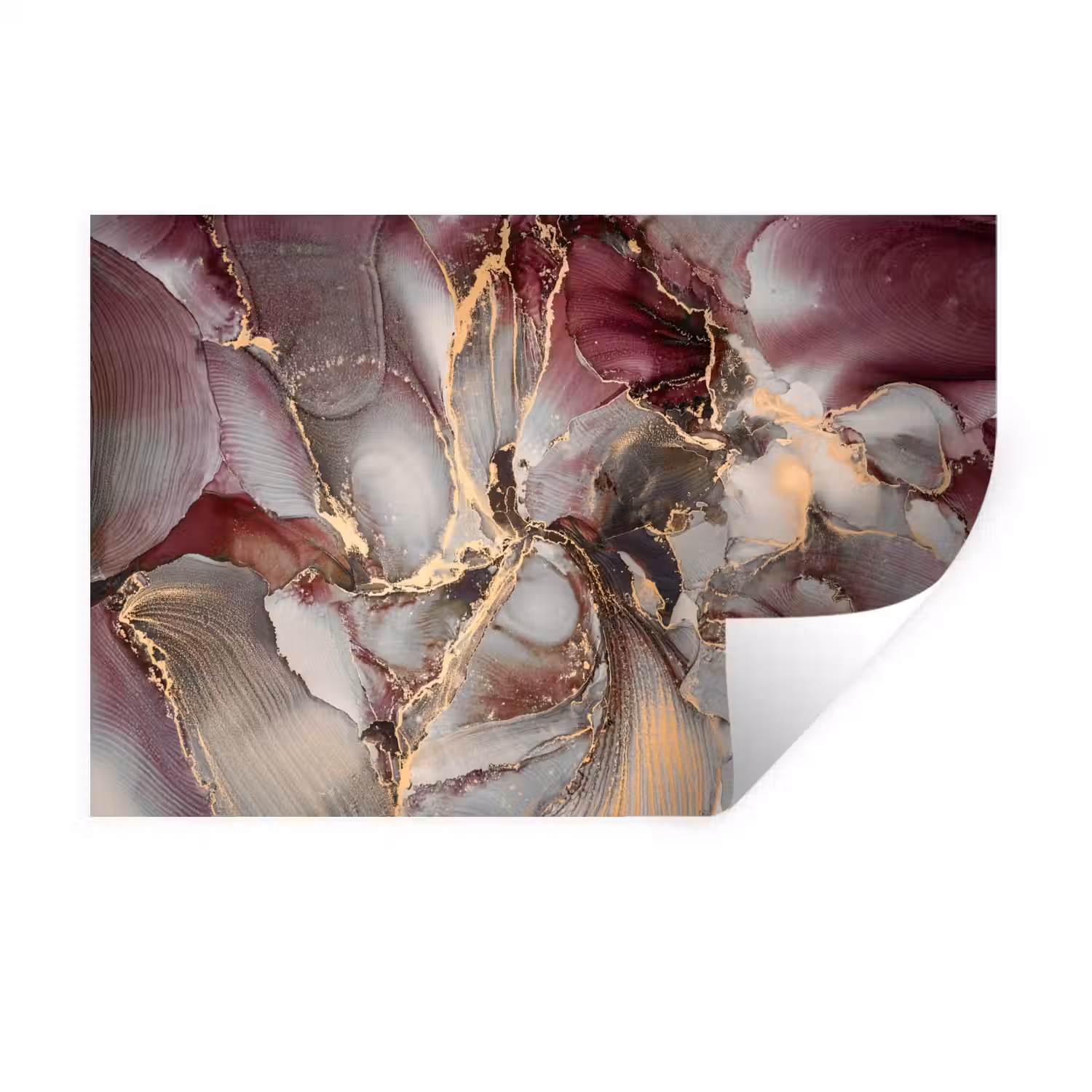 Goud - Marmer - Paars Muursticker klein -3d