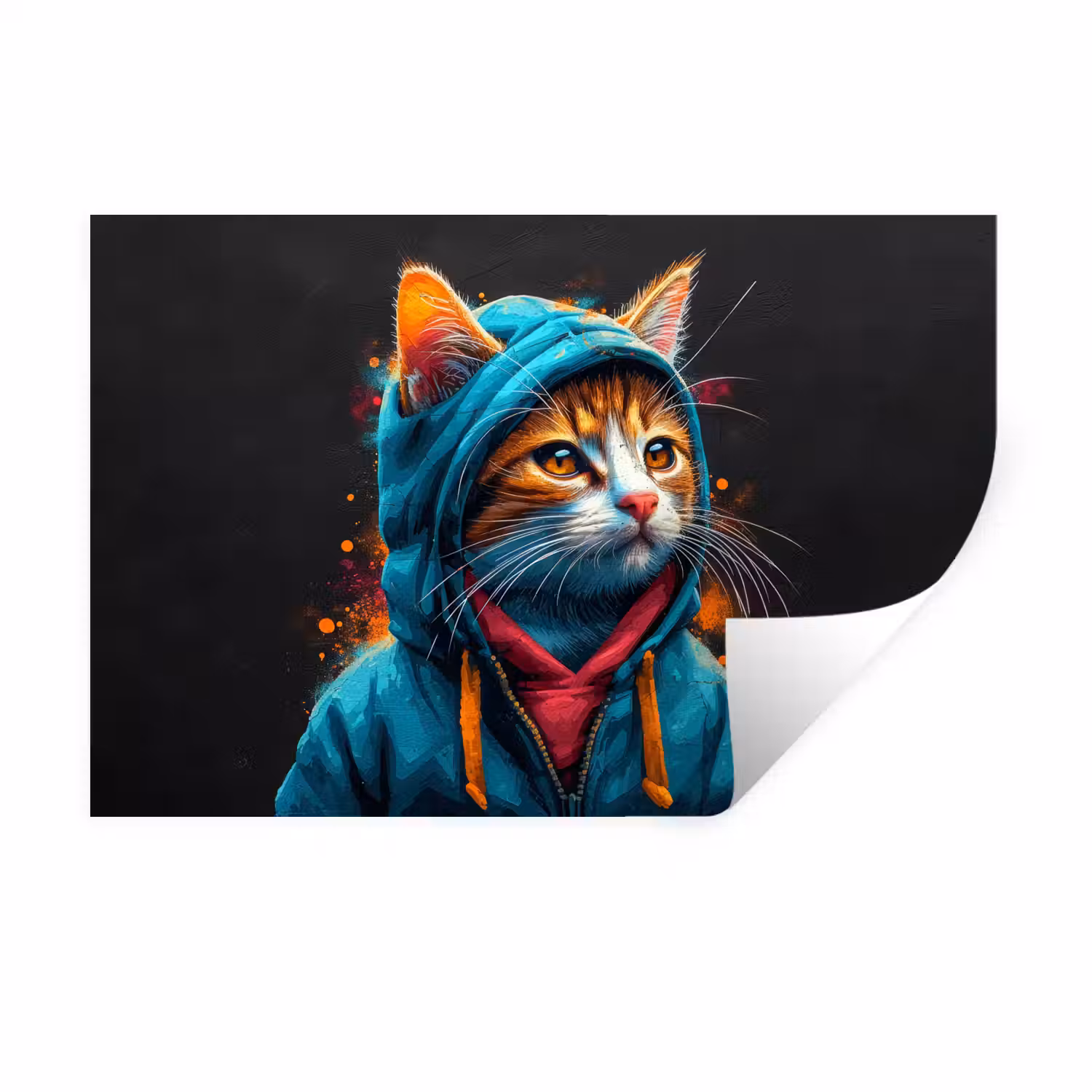 Graffiti - Kat - Zwart - Jas Muursticker klein -3d