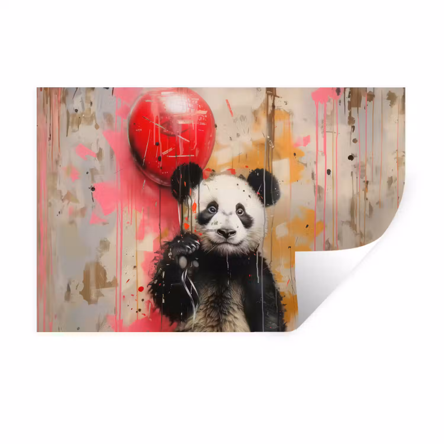Graffiti - Panda - Ballon - Street art - Banksy Muursticker klein -3d