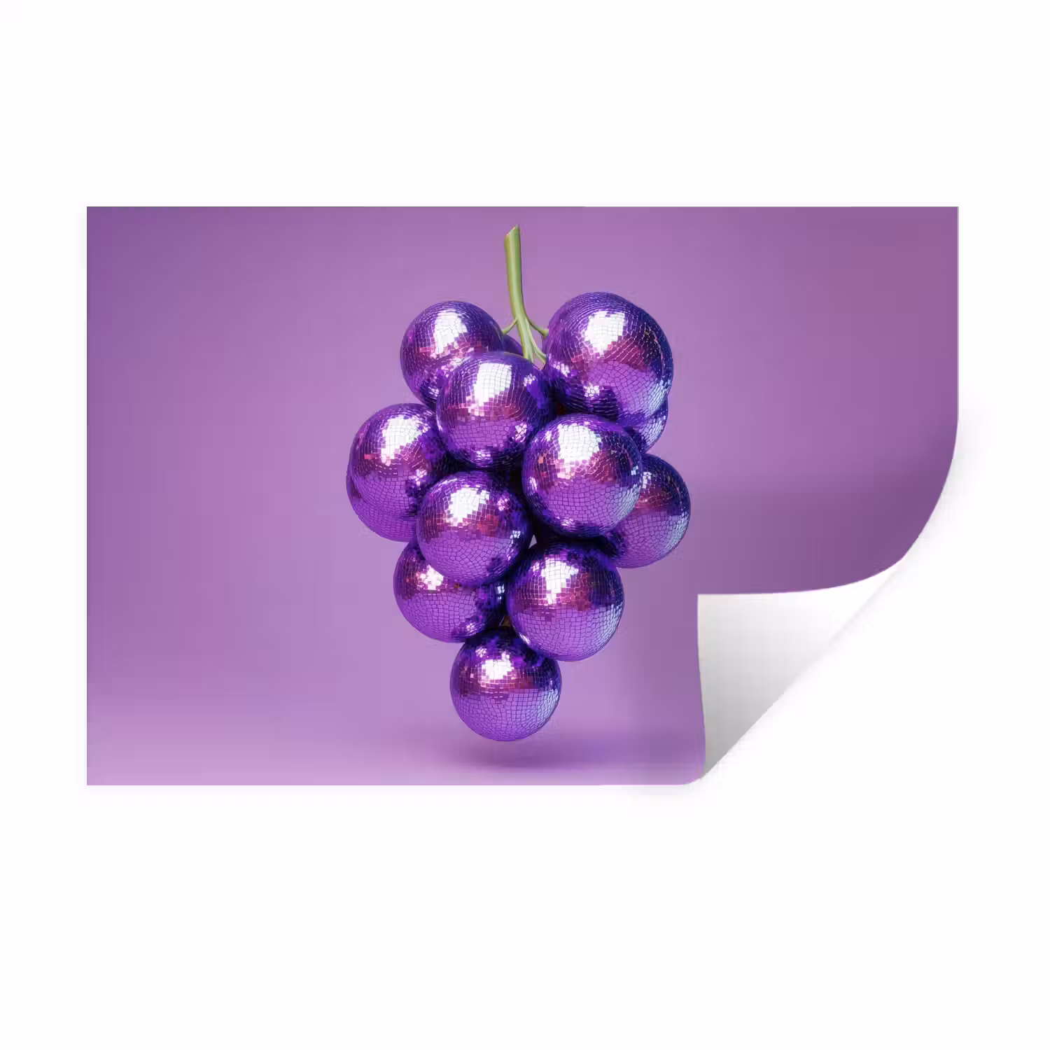 Druif - Disco - Glitter - Paars Muursticker klein -3d