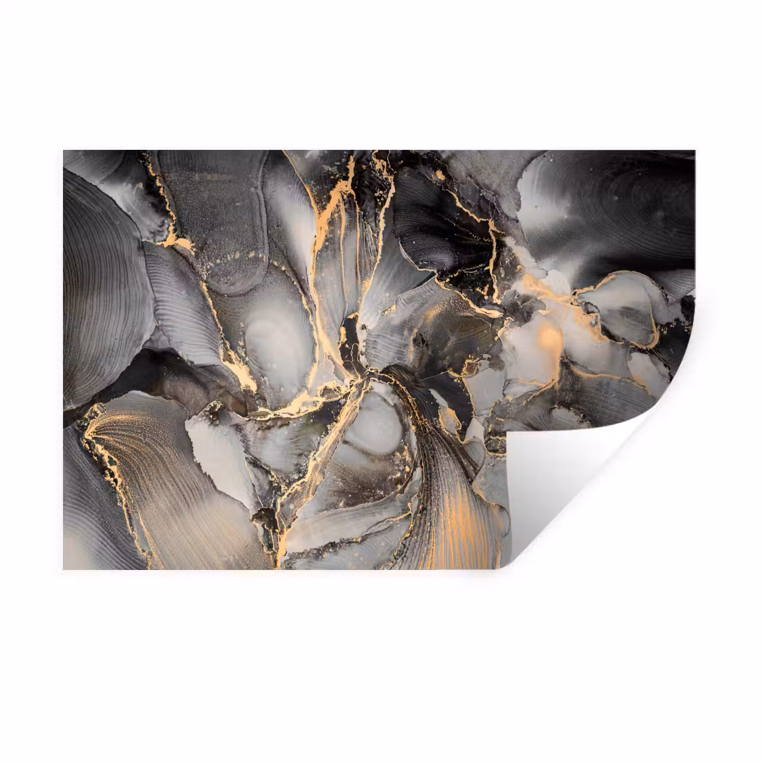 Grijs - Luxe - Goud - Marmer Muursticker klein -3d