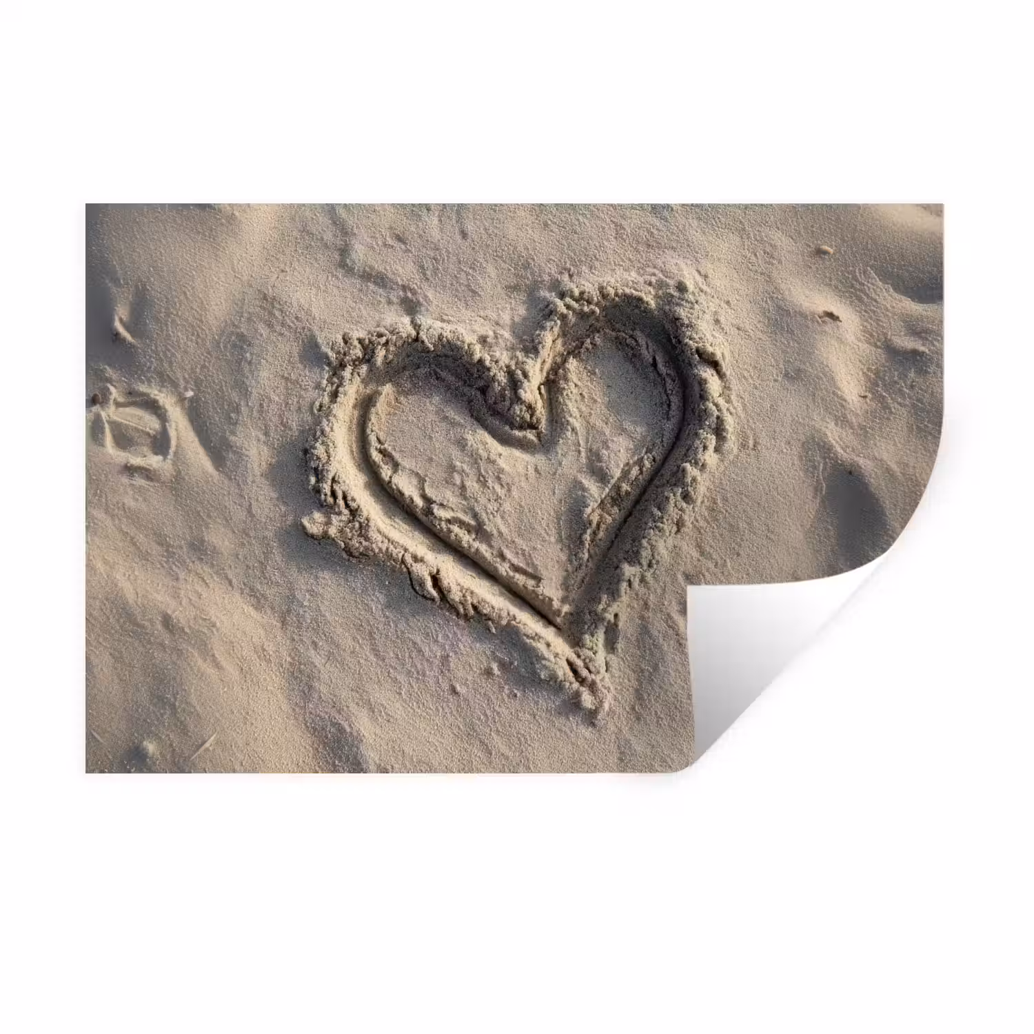 Hartvorm - Getekend - Beige - Zand Muursticker klein -3d