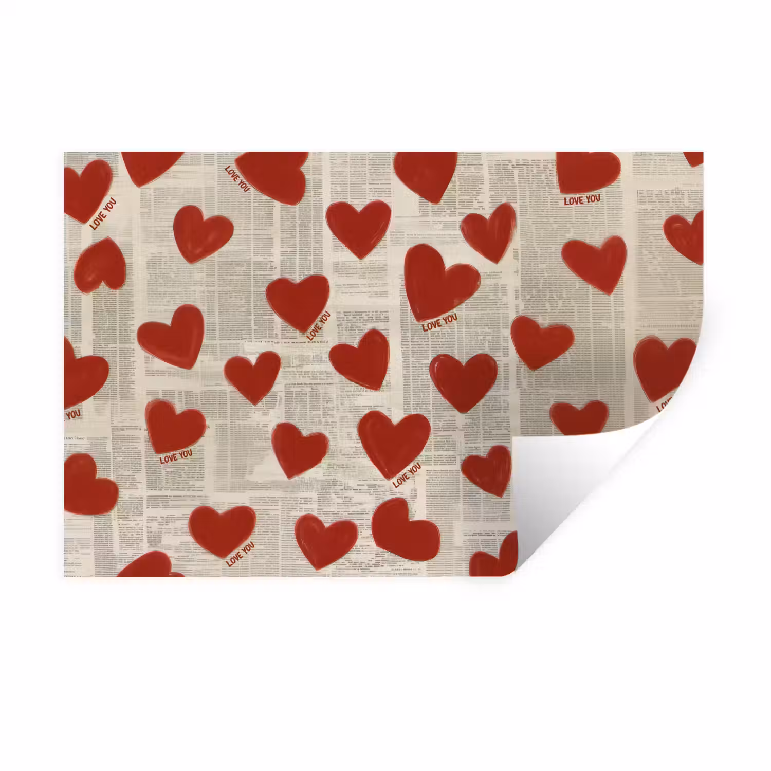 Hartjes - Krant - Loveyou Muursticker klein -3d