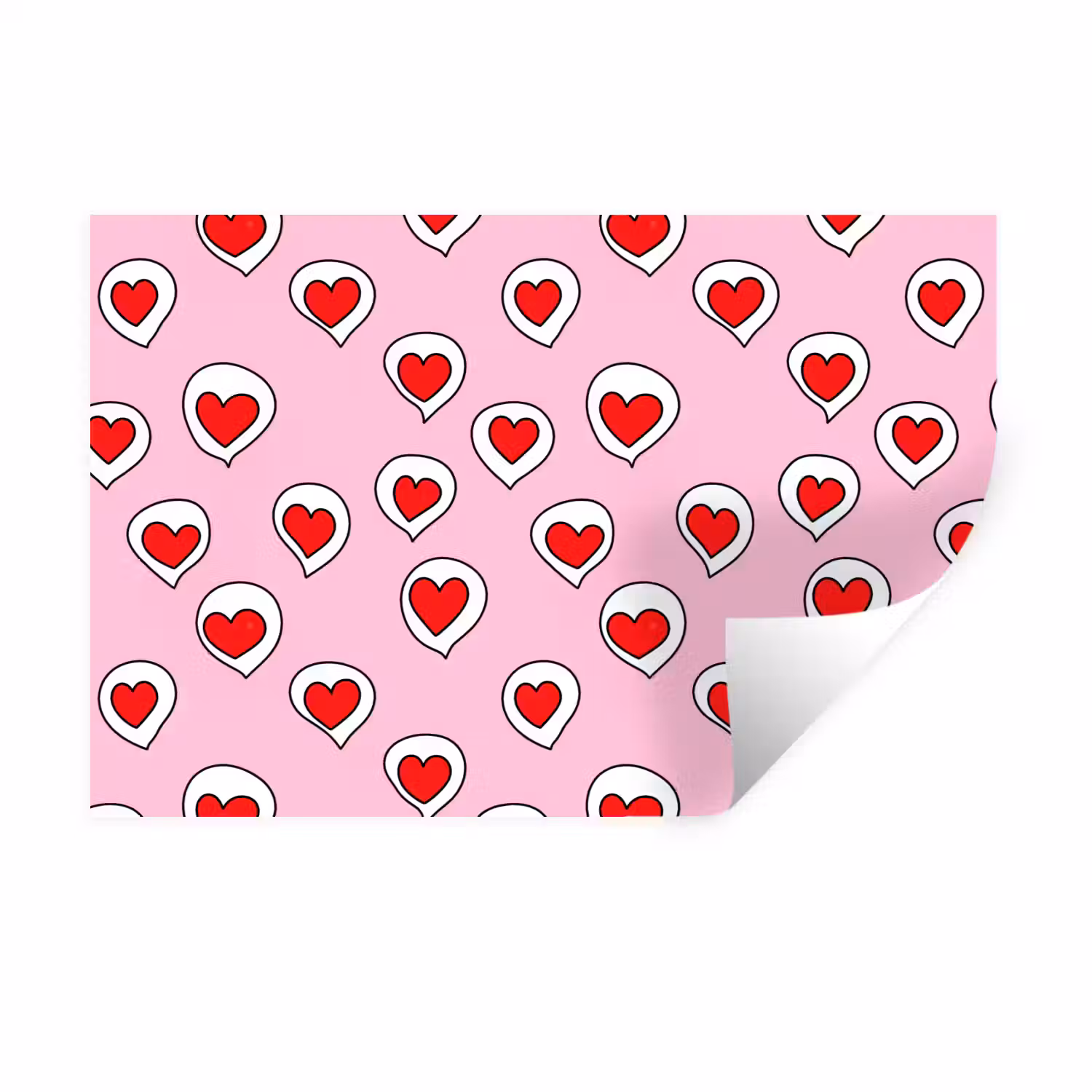 Hartjes - Patroon - Rood Muursticker klein 286 -3d