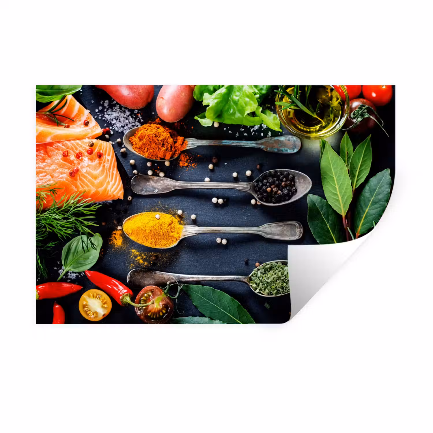 Kruiden - Lepels - Keuken - Specerijen Muursticker klein -3d