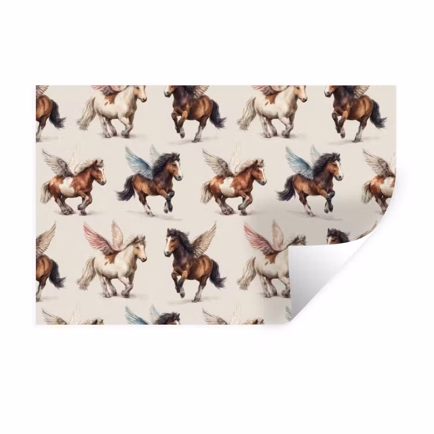 Paarden - Vleugels - Kleurrijk Muursticker klein 286 -3d