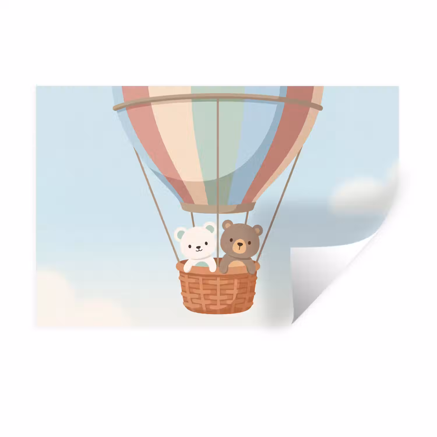 Luchtballon - Beren - Pastel Muursticker klein -3d