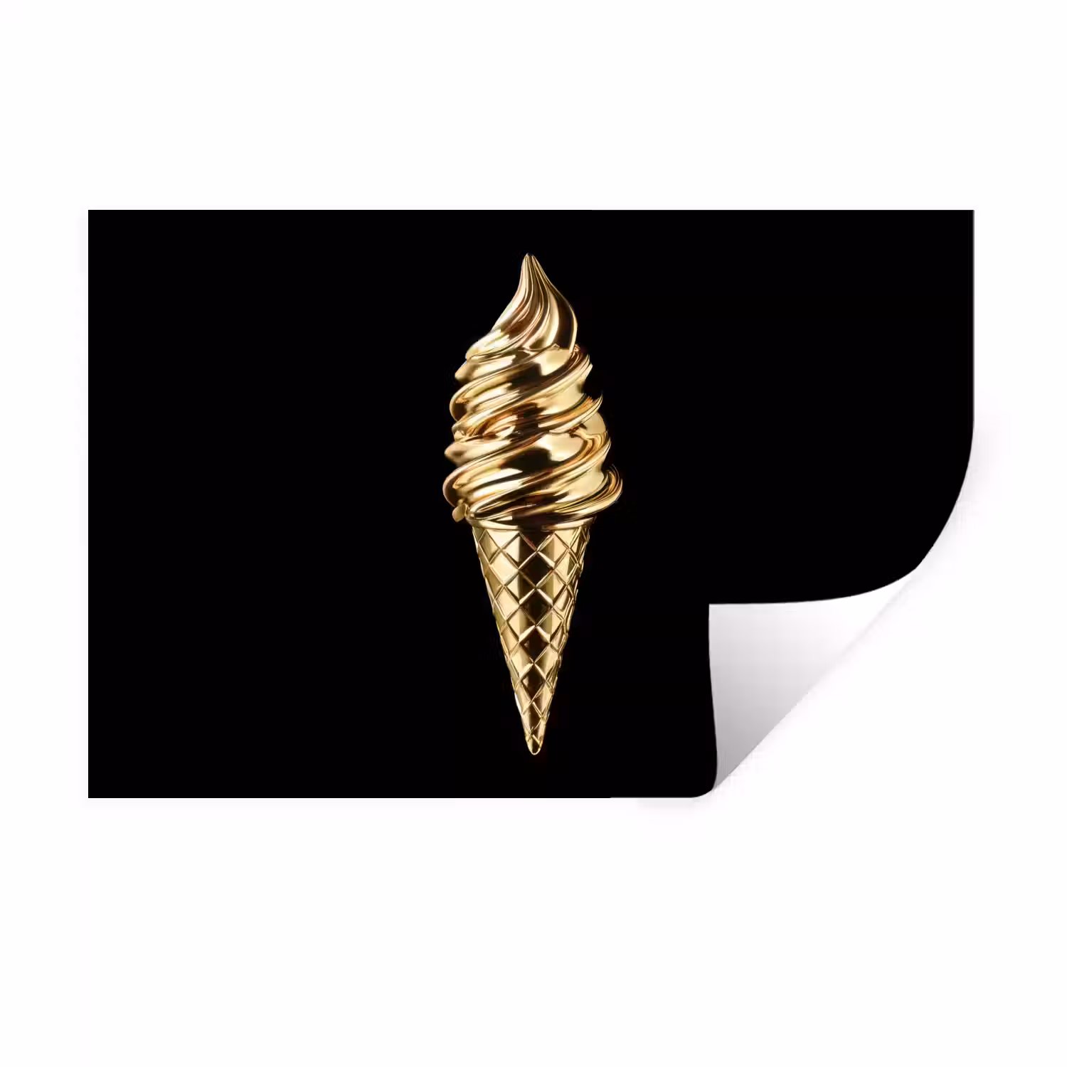 Ijs - Goud - Zwart - Eten Muursticker klein -3d