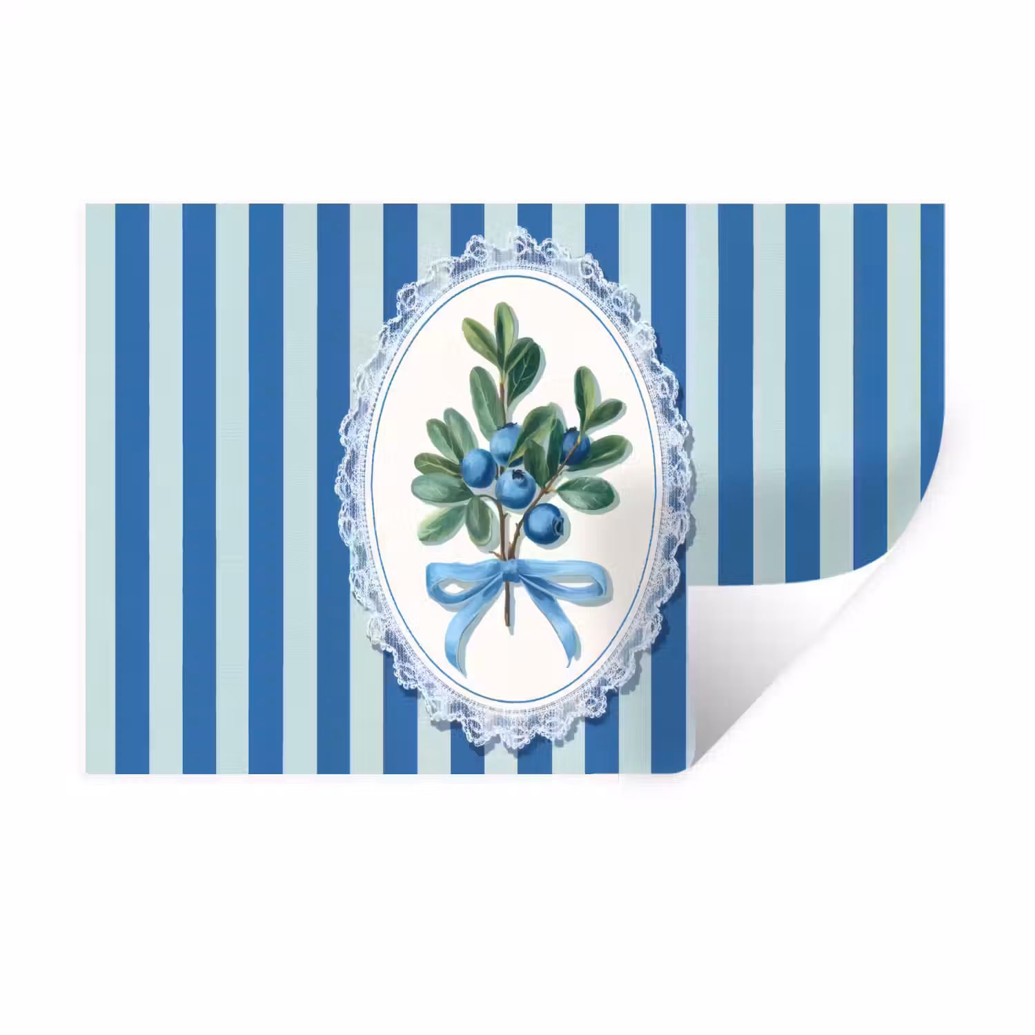 Illustratie - Bessen - Blauw - Strepen Muursticker klein -3d