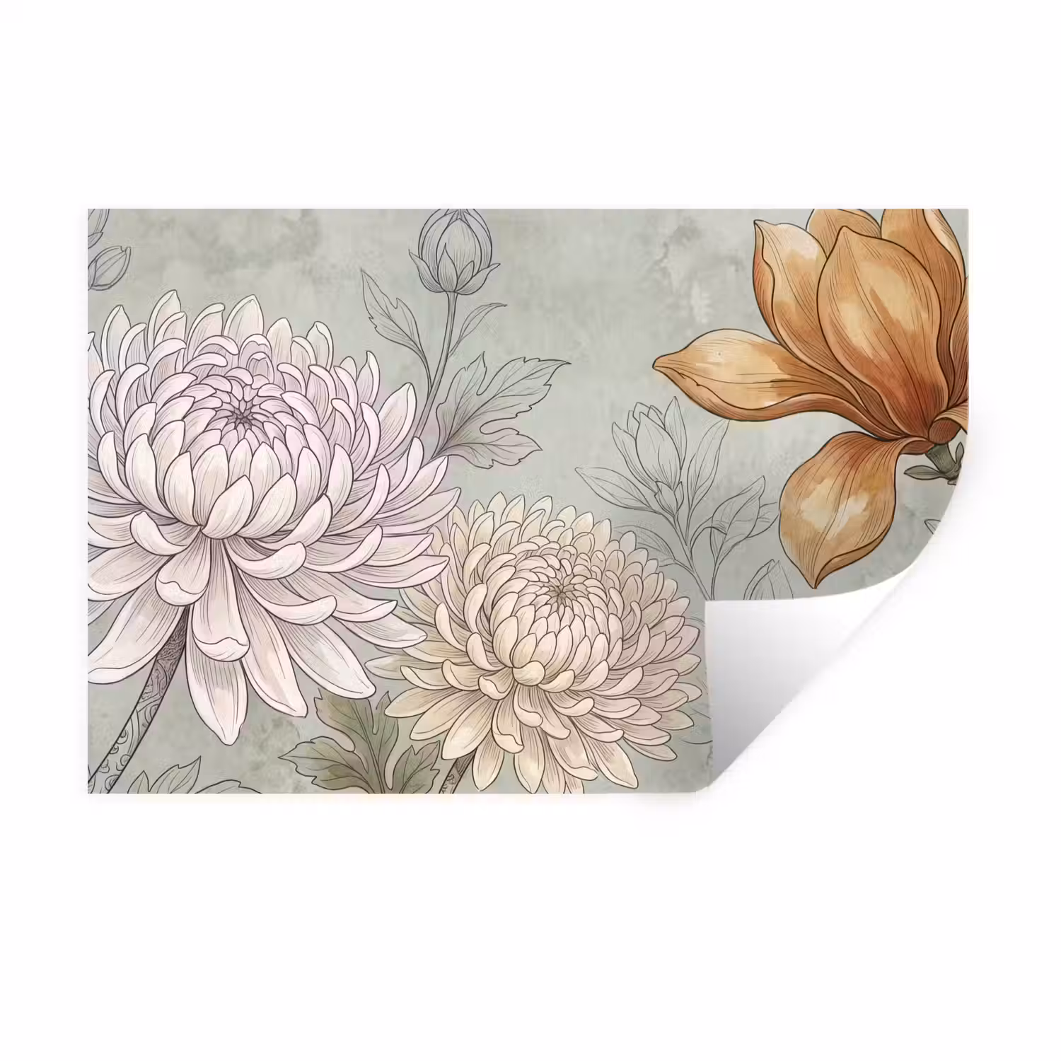 Illustratie - Bloemen - Groen Muursticker klein -3d