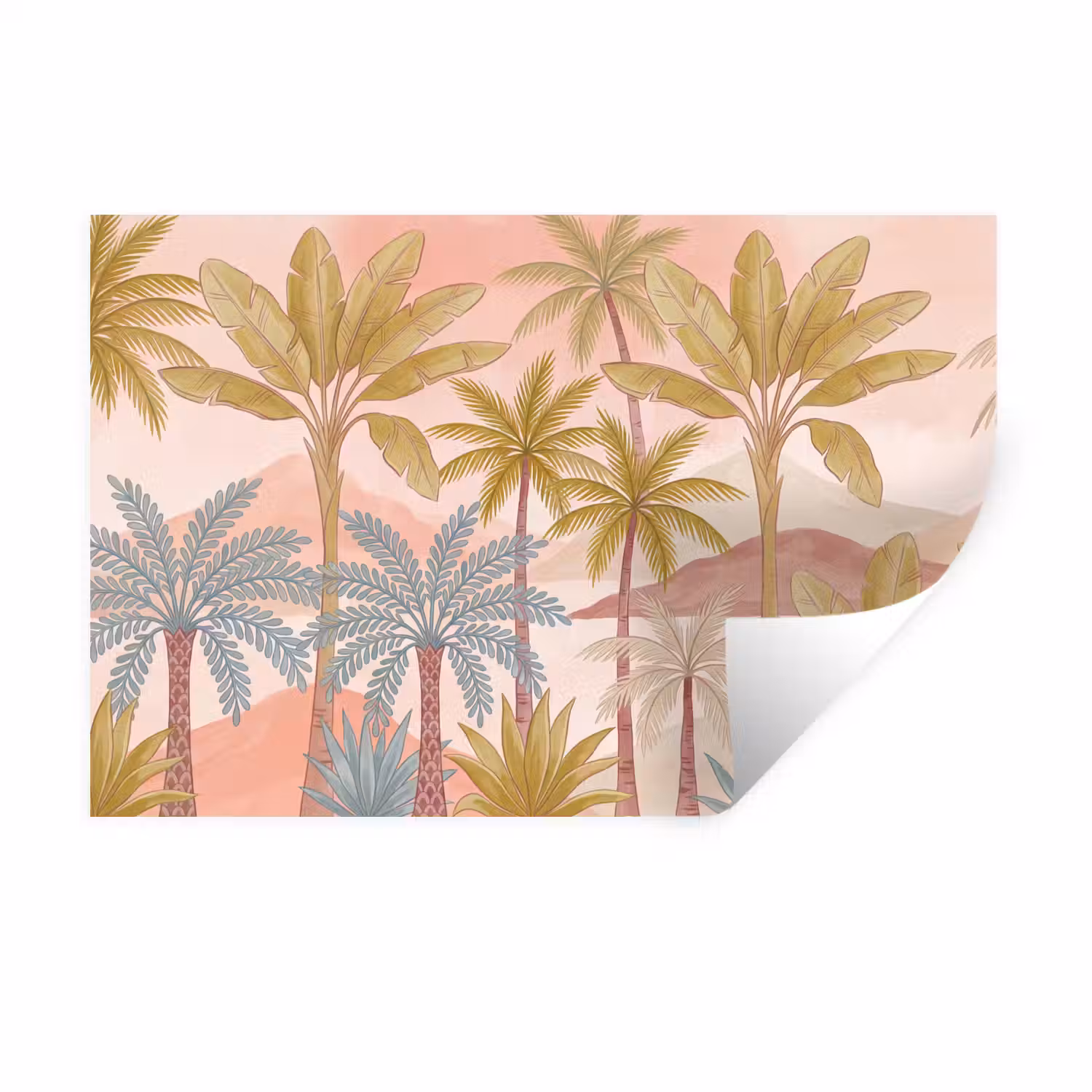 Illustratie - Palmbomen - Kleurrijk Muursticker klein -3d