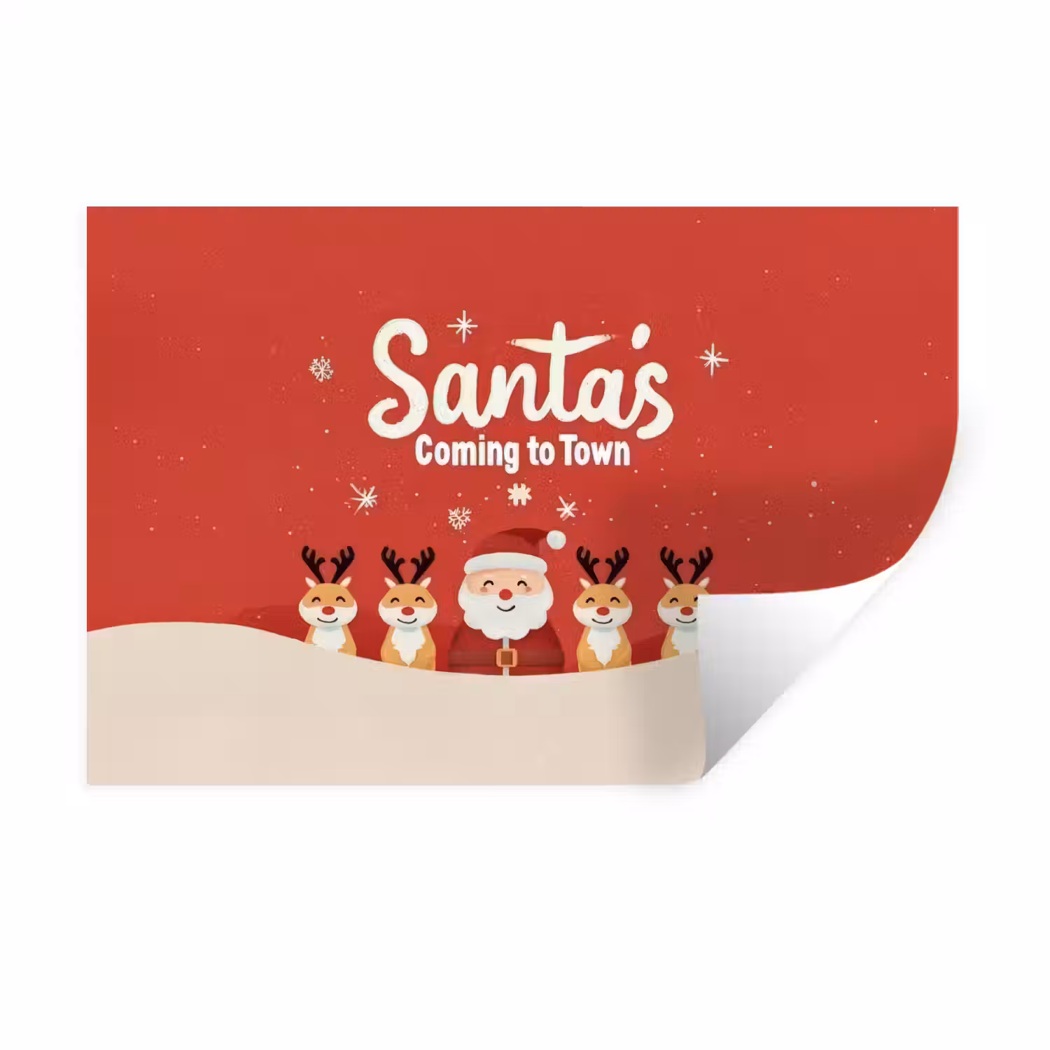 Illustratie - Kerstman - Rendieren - Rood Muursticker klein -3d