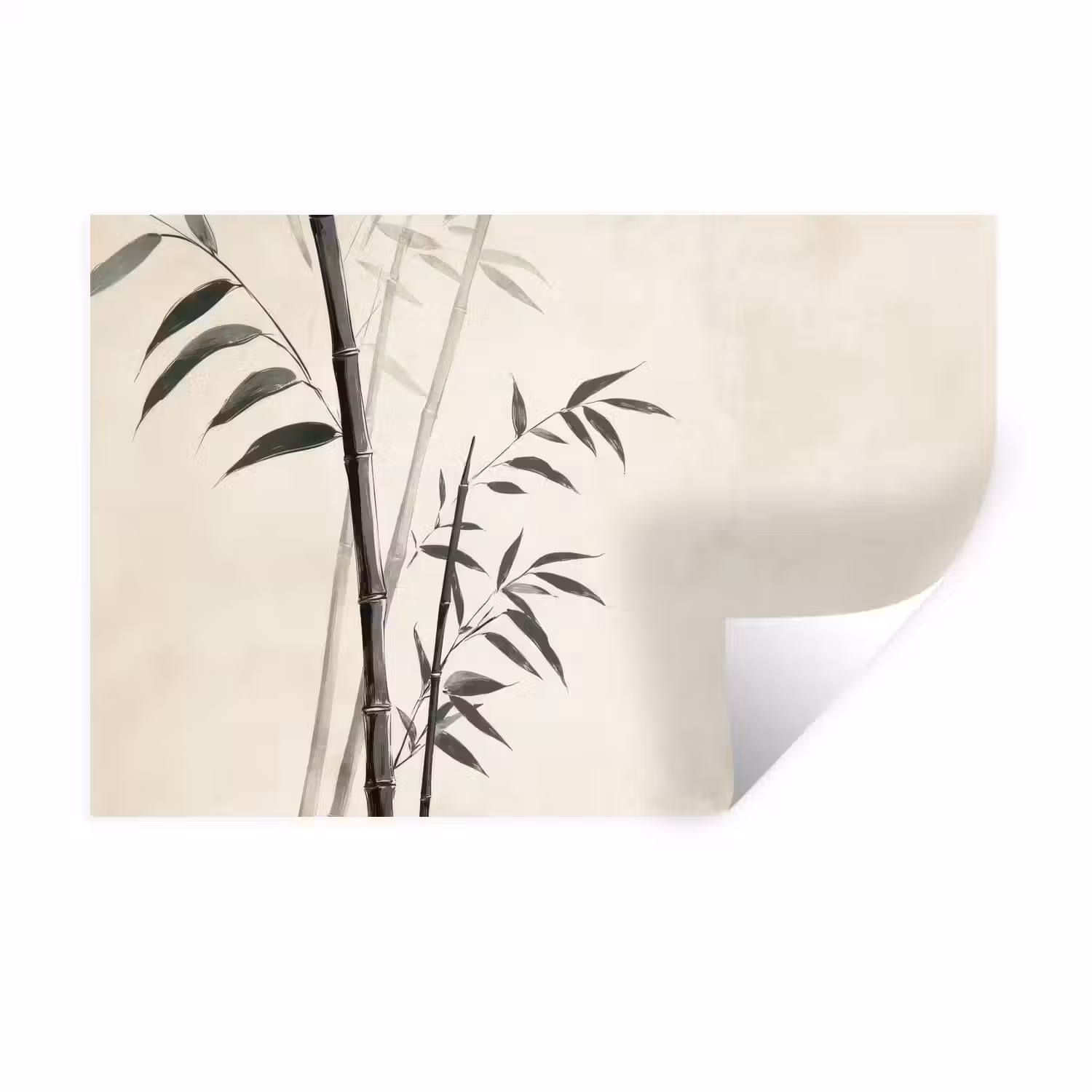 Japandi - Bamboe - Beige Muursticker klein -3d