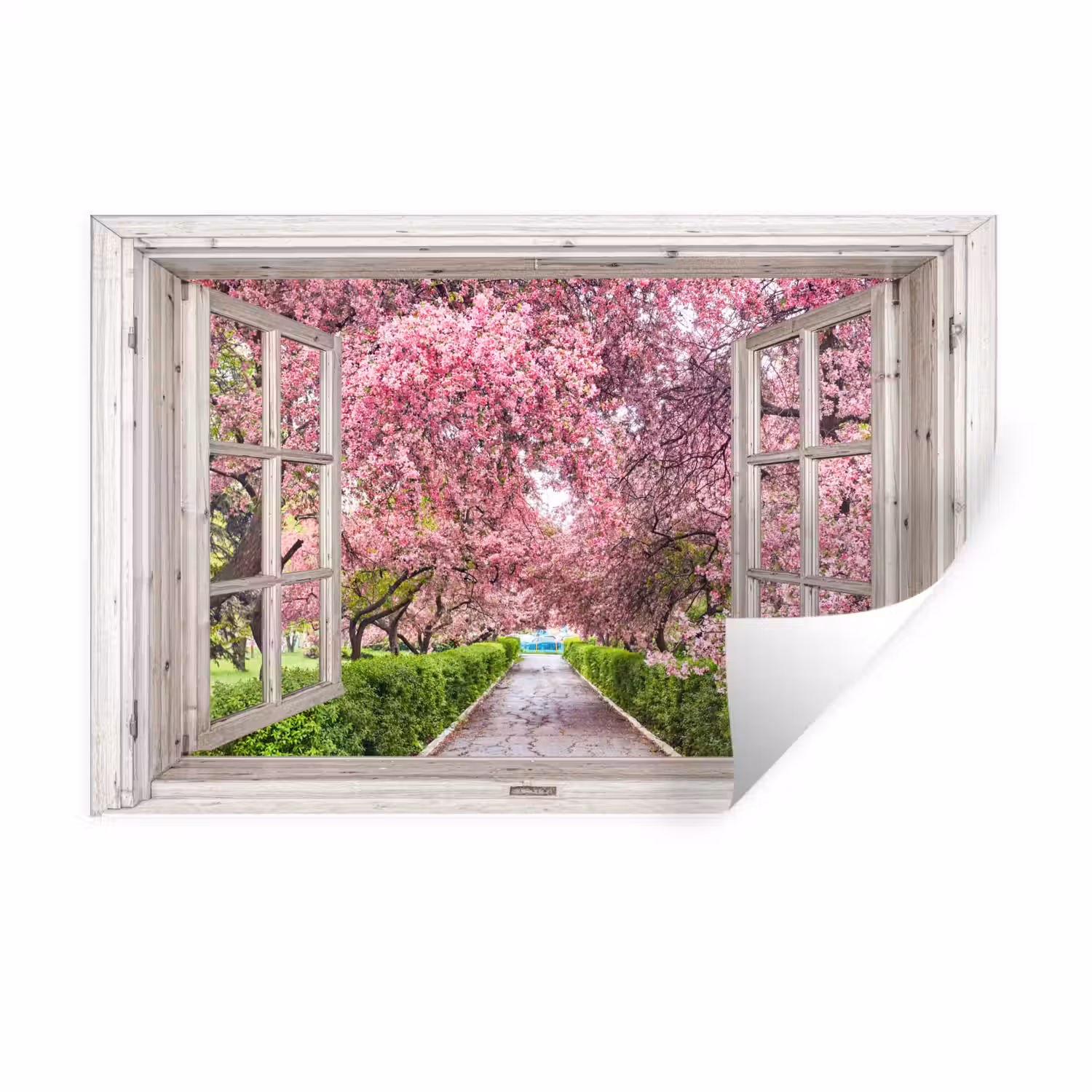 Japans - Sakura - Bloesem - Boom - Bloesem takken - Doorkijk Muursticker klein -3d