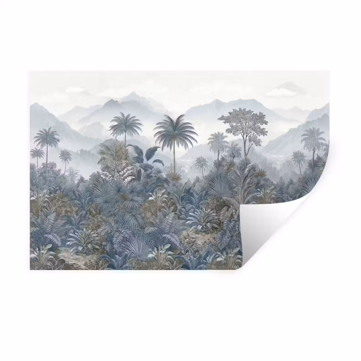 Jungle - Landschap - Blauw Muursticker klein -3d