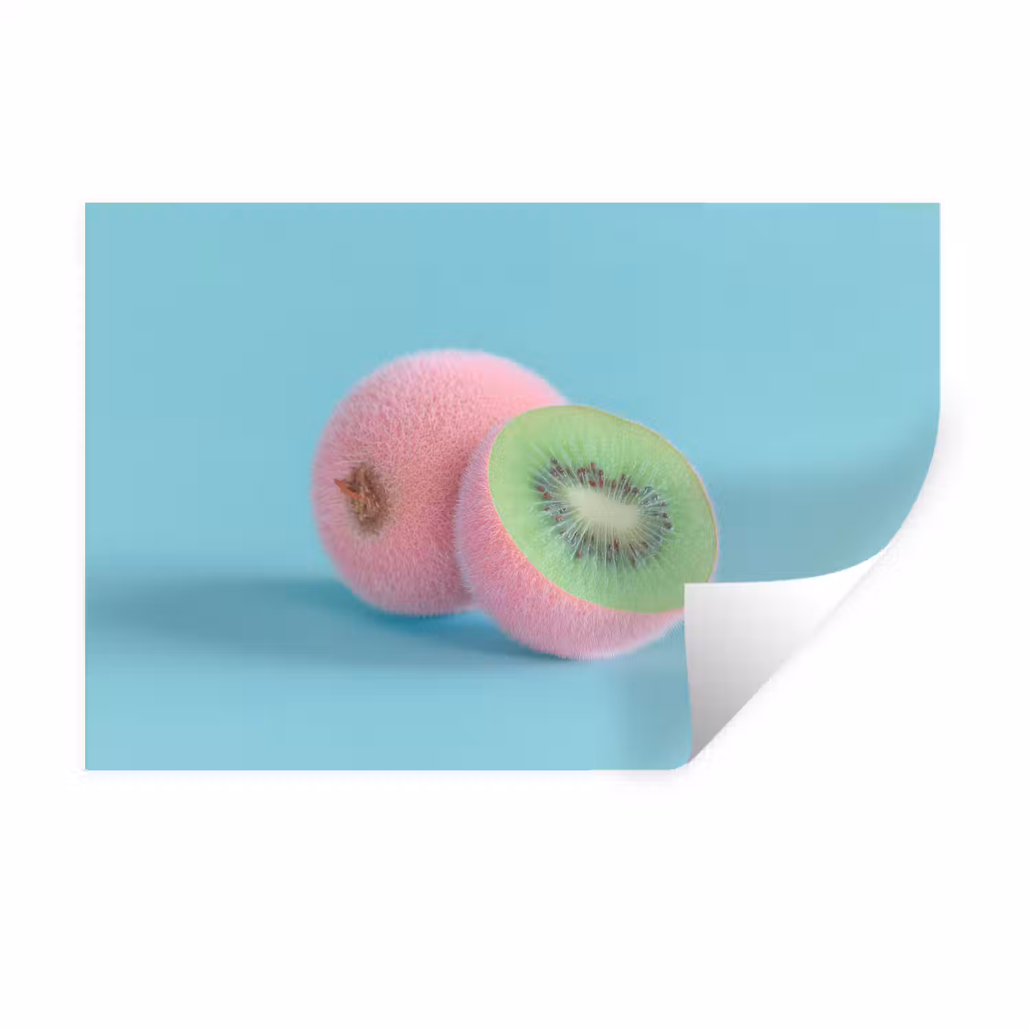 Kiwi - Blauw - Surrealistisch Muursticker klein -3d