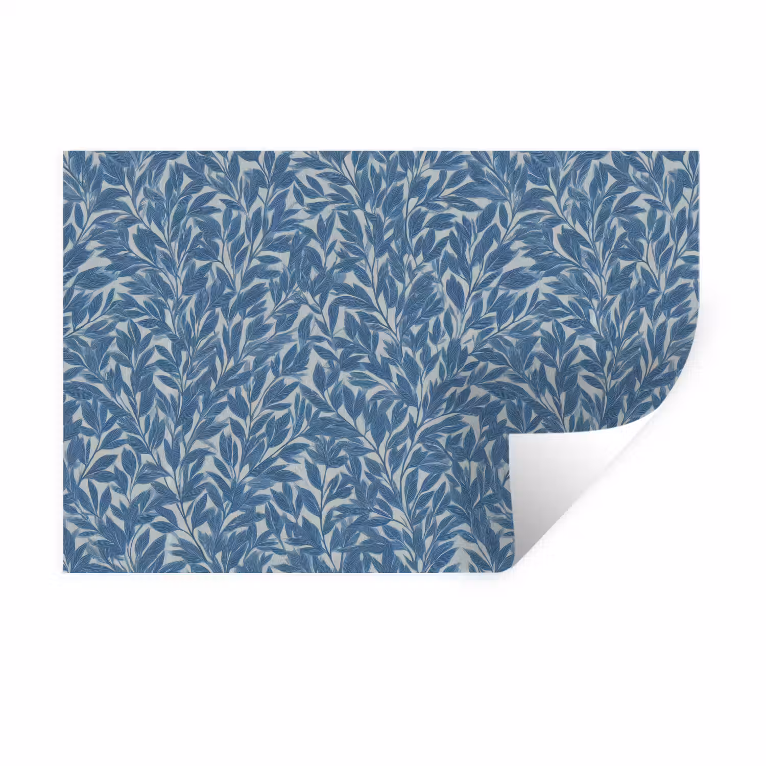 Bladeren - Klassiek - Patroon - Donkerblauw - Vintage Muursticker klein 286 -3d