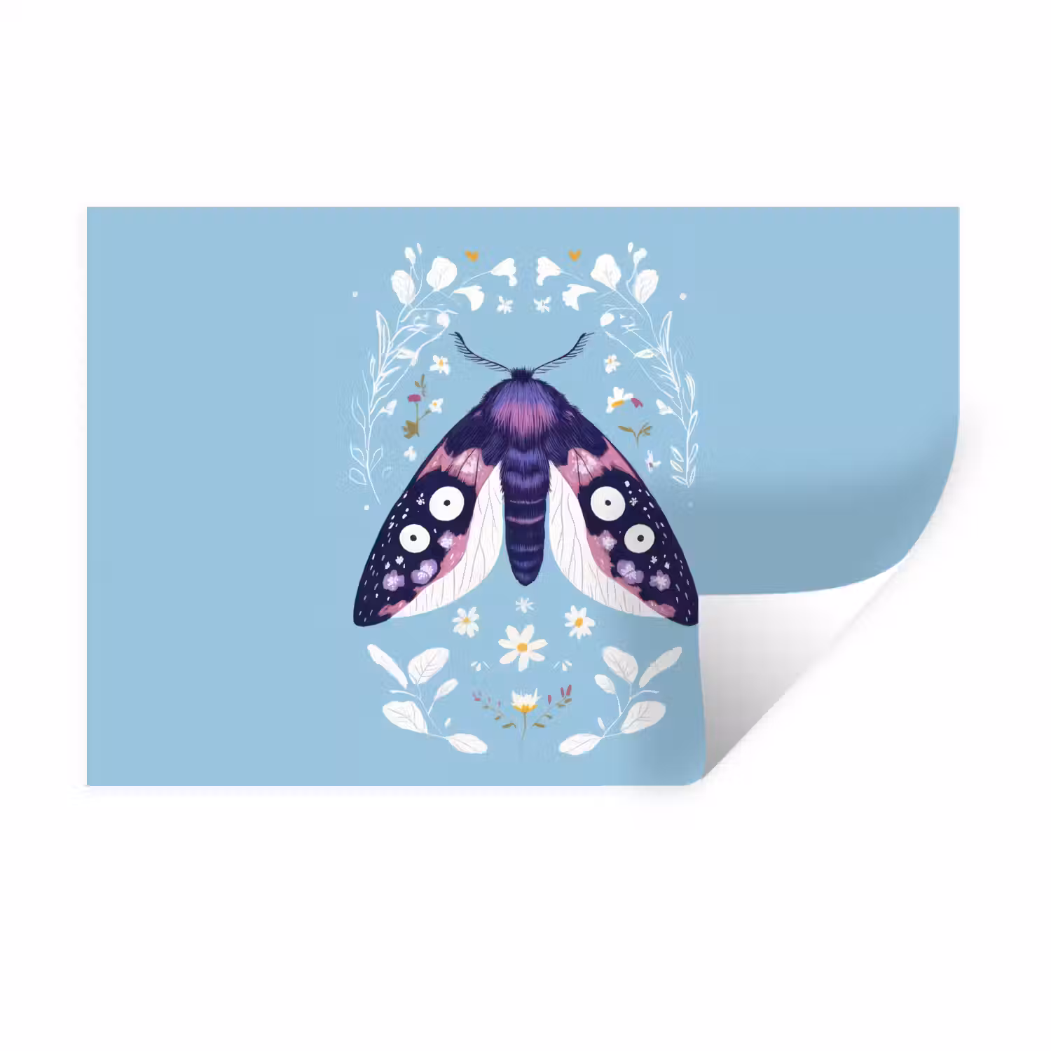 Bladeren - Wit - Vlinder - Insect Muursticker klein -3d
