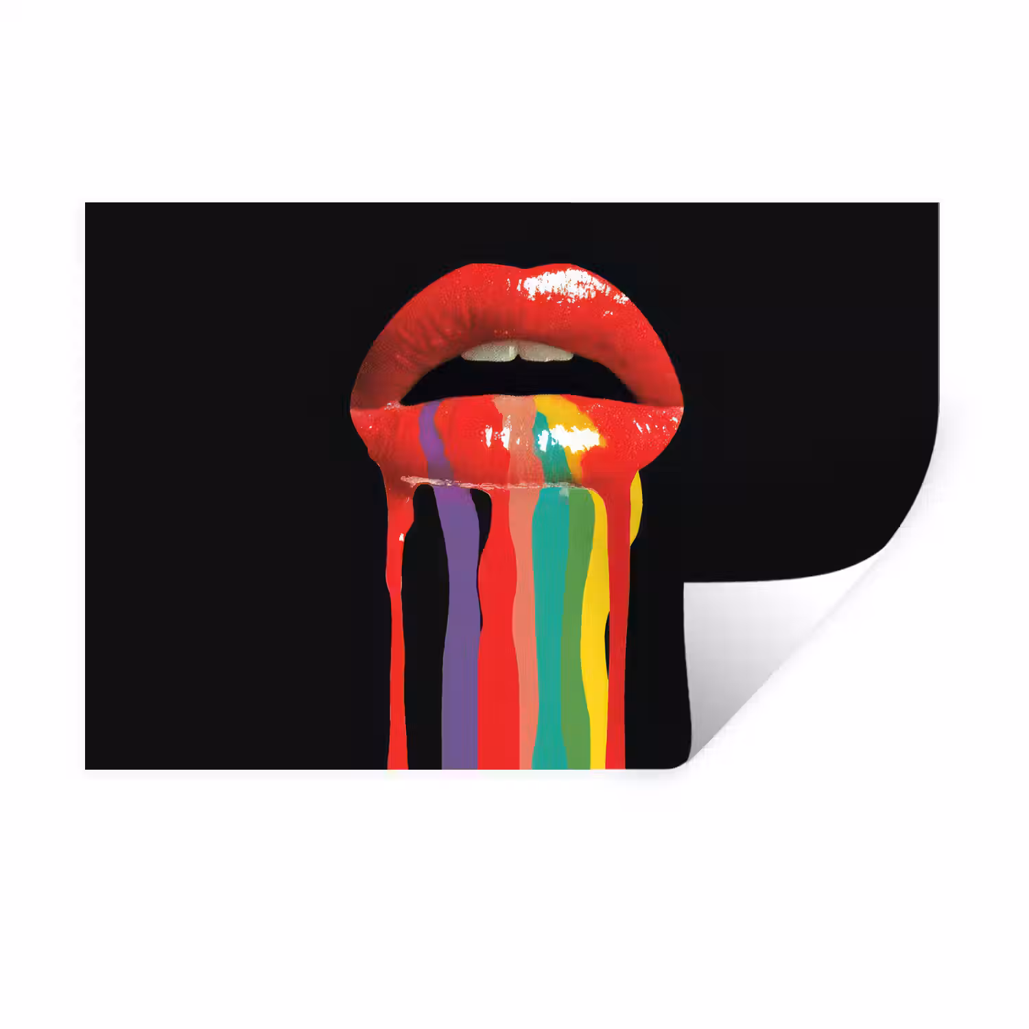 Lippen - Kleuren - Zwart Muursticker klein -3d