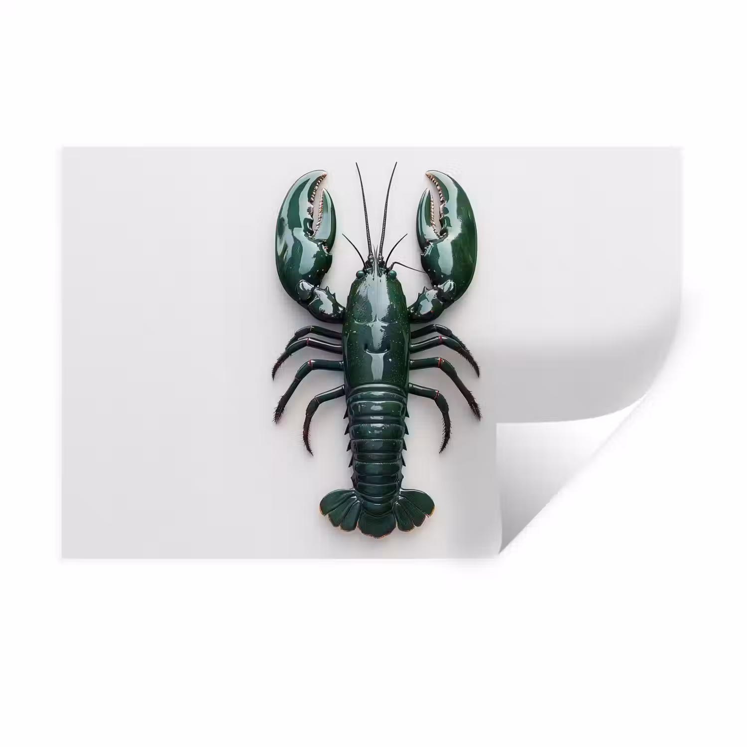 Kreeft - Glossier - Groen - Wit Muursticker klein -3d