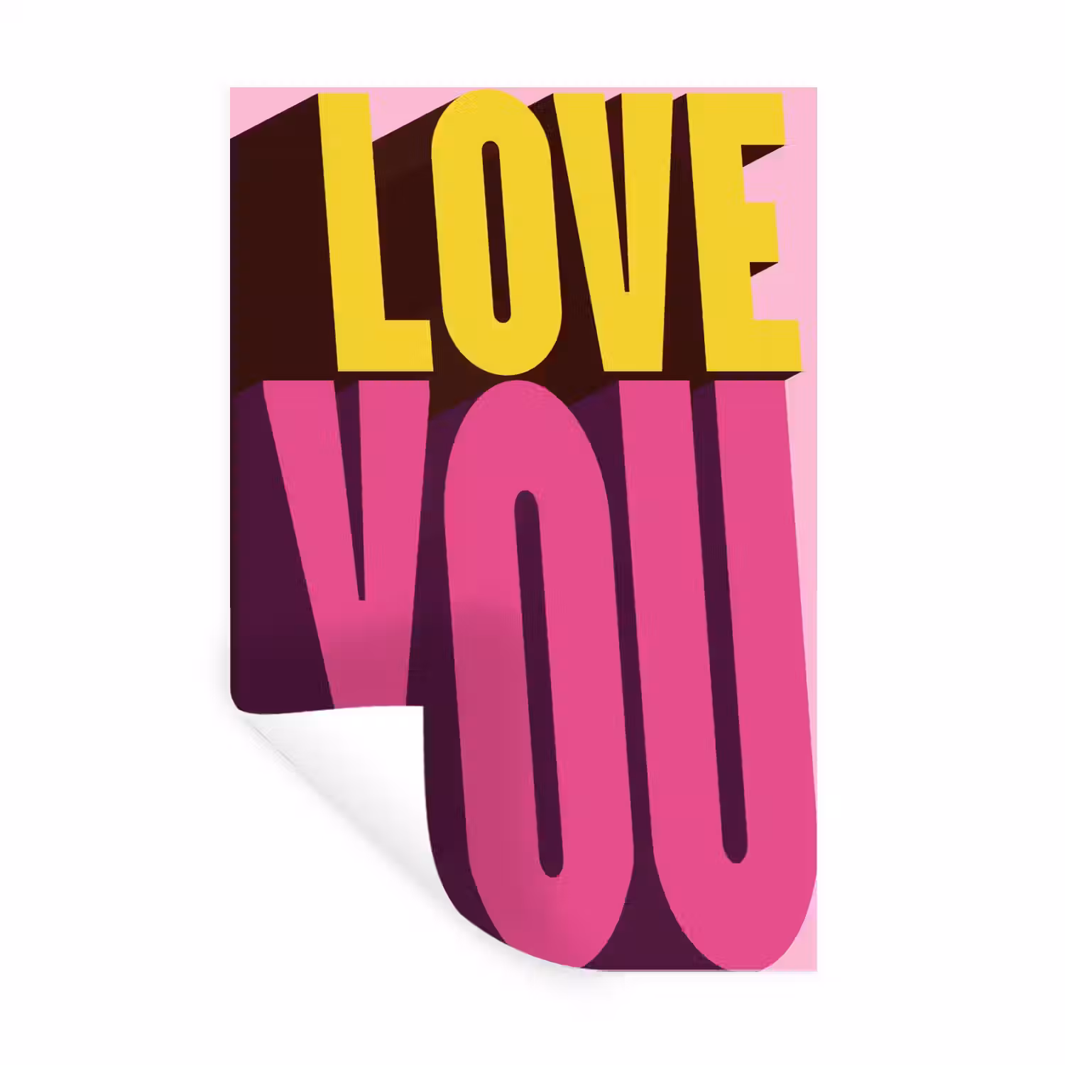 Love - Tekst - Roze - Valentijn Muursticker klein -3d